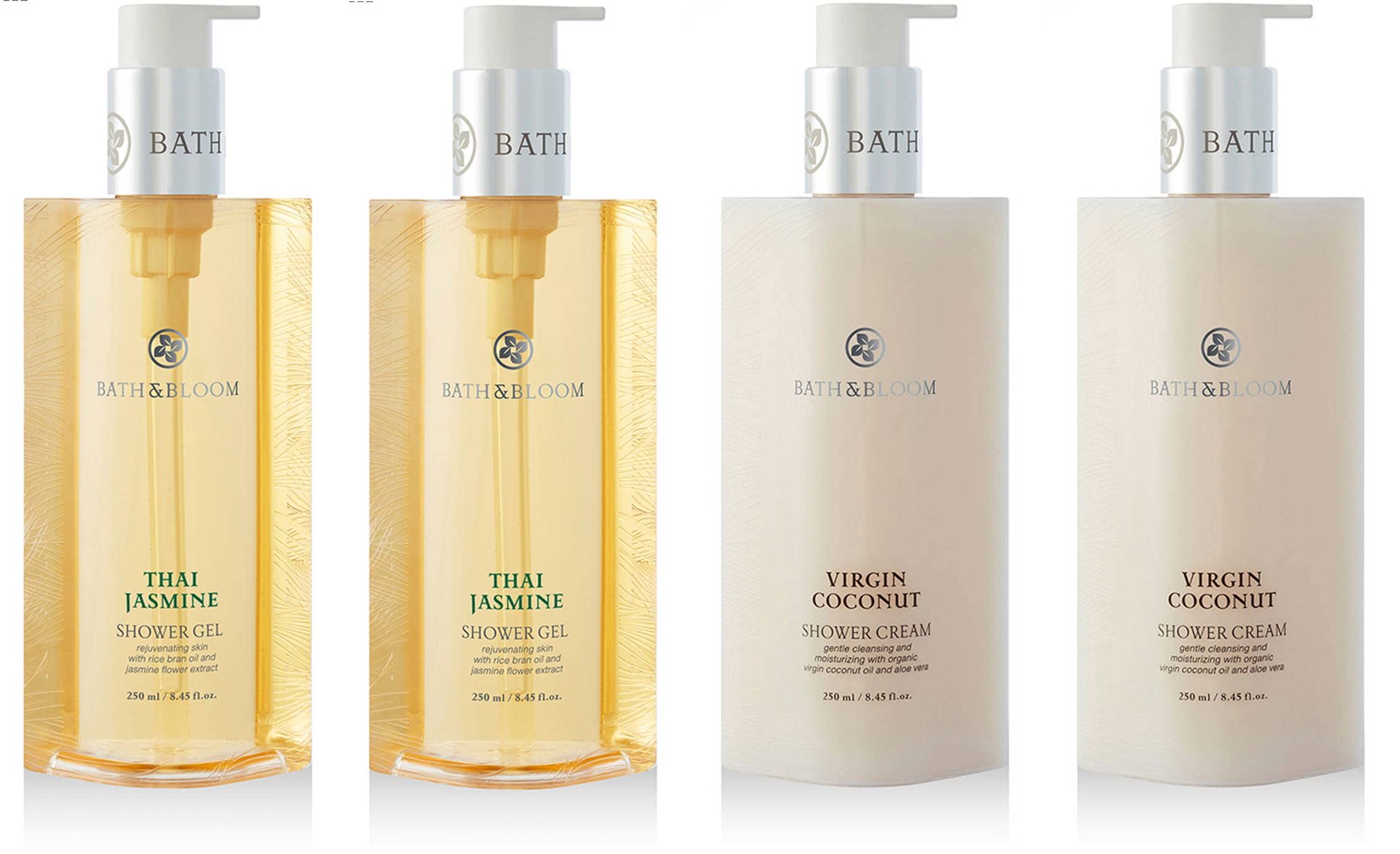 Bath and Bloom Jasmine Shower Gel & Virgin Coconut Shower Cream Set - Luxurious Body Wash Duo for Spa-Like Relaxation at Home