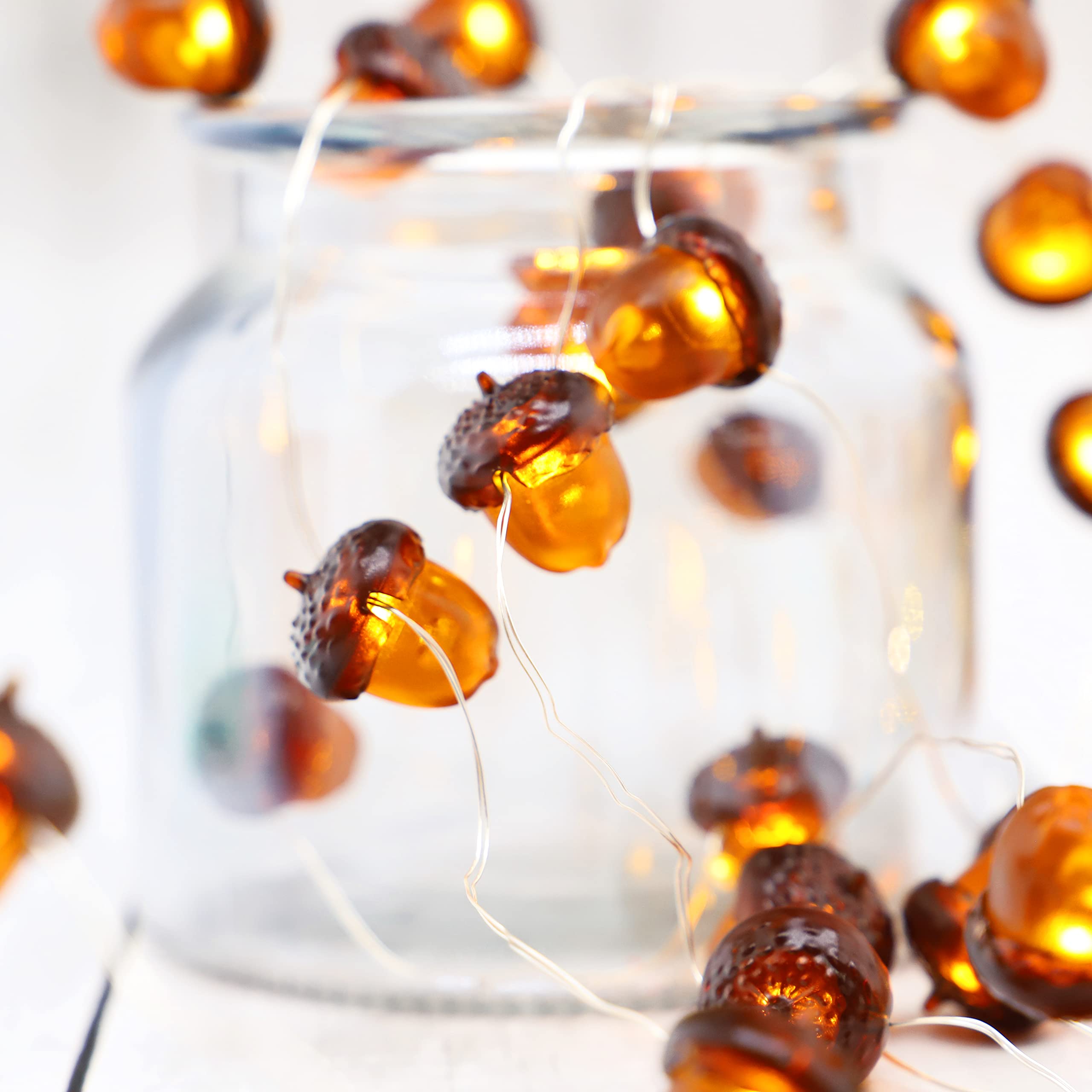 Fall Fairy Lights - Battery Operated String Lights for Thanksgiving & Indoor Decor (Acorn) - Perfect for Home & Party