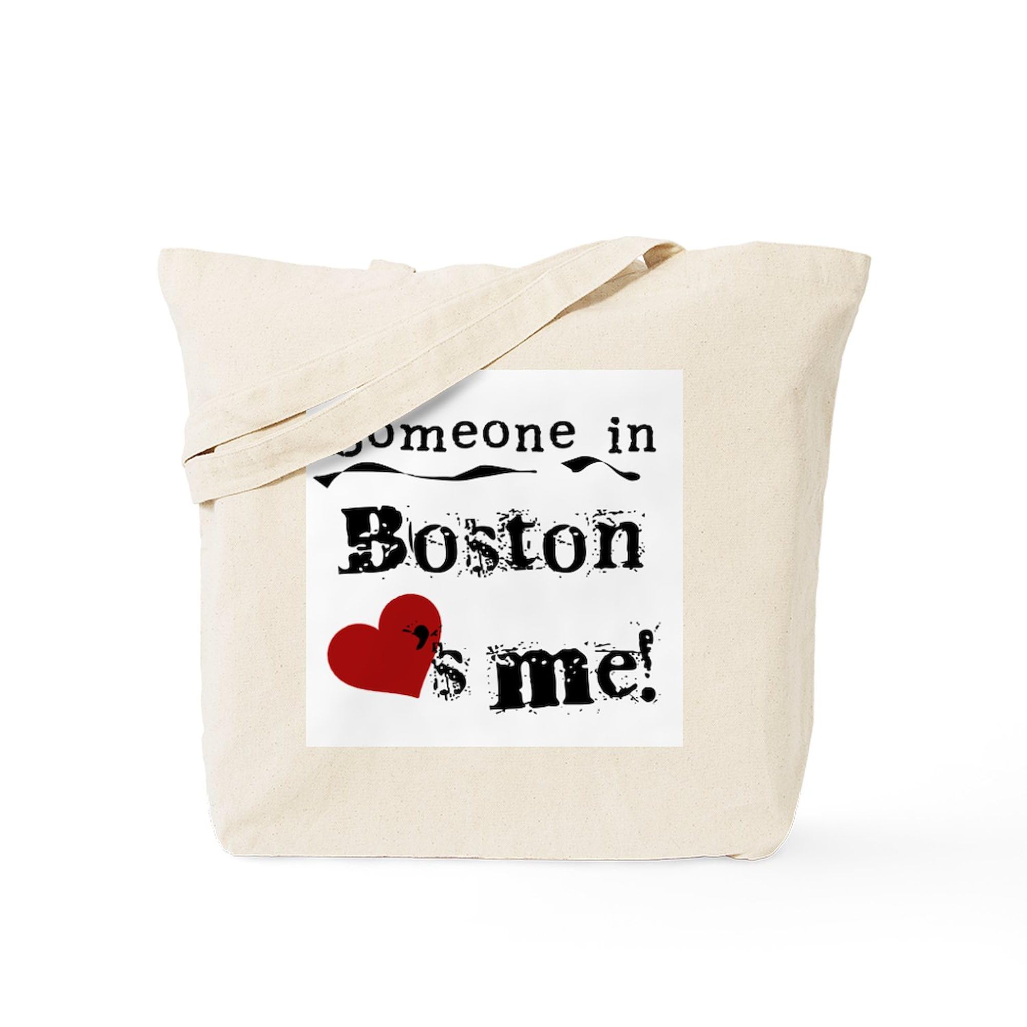 Boston Loves Me Natural Canvas Tote Bag - Eco-Friendly Reusable Grocery Shopping Bag for Women | Perfect for Groceries, Beach Trips & Farmers Market