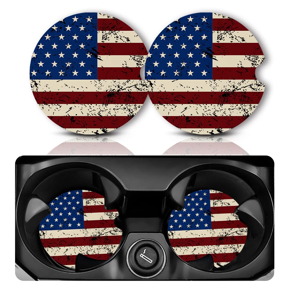 2 Pack Non-Slip Car Cup Holder Coasters with Finger Notch - 2.75