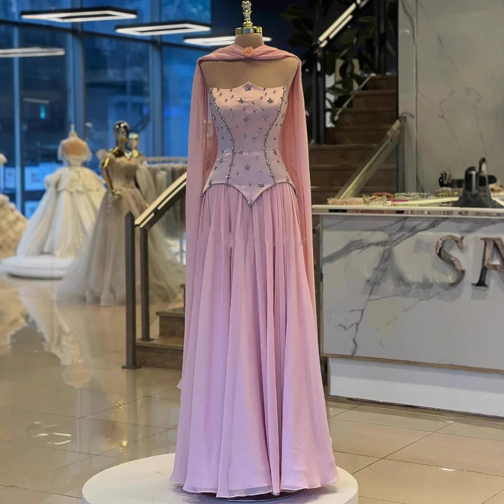 Elegant Sage Green Strapless A-Line Chiffon Evening Dress LA73073 for Prom, Wedding, Cocktail Party & Formal Events