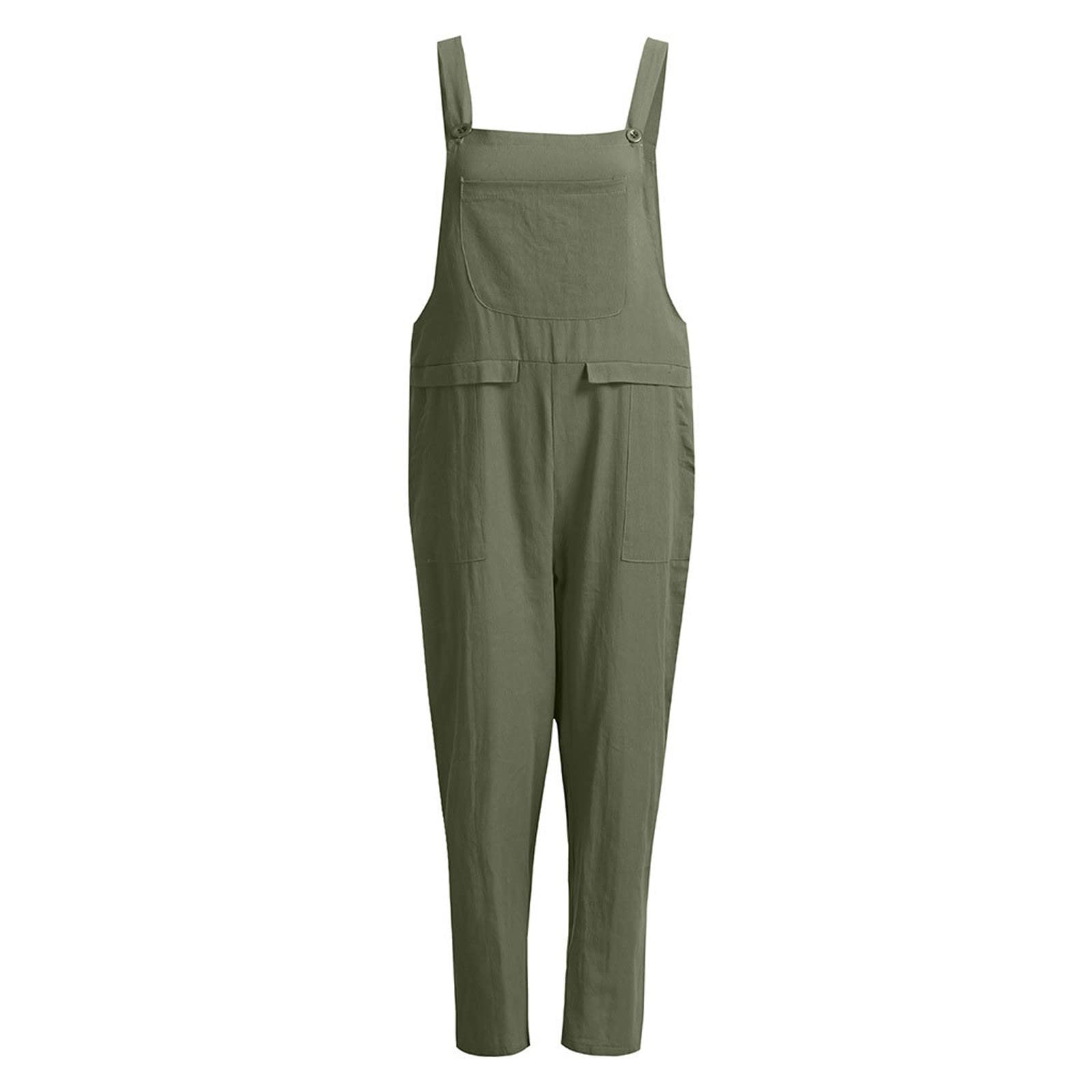 Women's Linen Rompers - Wide Leg Summer Jumpsuit for Casual Outings