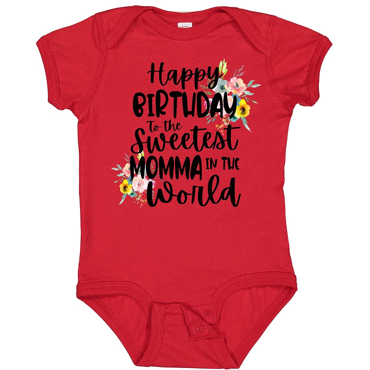 Inktastic 'Happy Birthday To the Sweetest Momma in the World' Baby Bodysuit - Cute Birthday Outfit for Infants & Toddlers - Perfect for First Birthday Parties, Photo Shoots & Special Celebrations