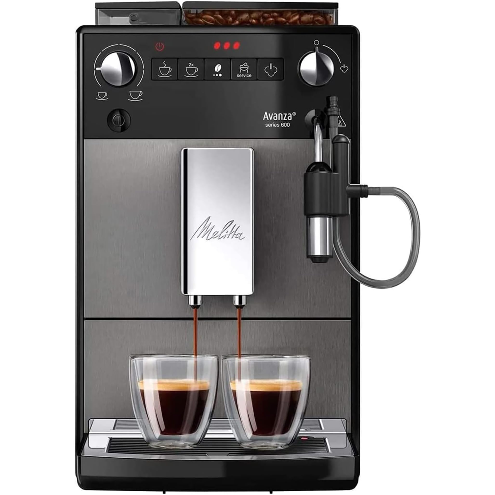 Melitta Fully Automatic Coffee Machine - Avanza Series 600, Stainless Steel, 1450W, 1.5L Capacity for Home & Office Use | Perfect for Espresso, Latte & Cappuccino Lovers