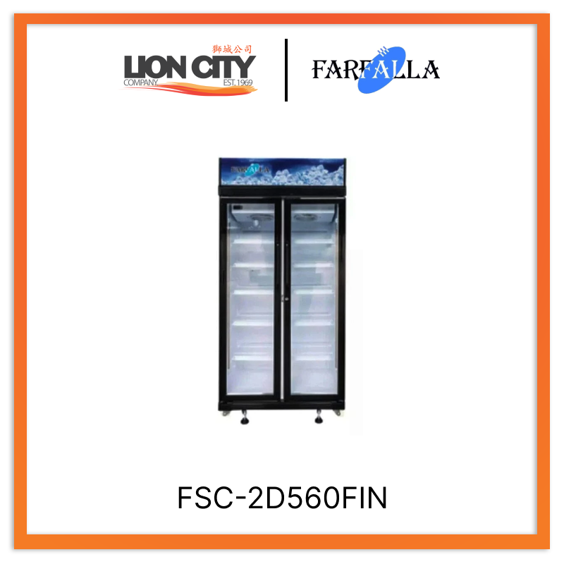 Farfalla FSC 2D560FIN 560L Frost Free Showcase Drink Chiller - 2 Door Commercial Beverage Refrigerator for Restaurants, Bars, and Convenience Stores