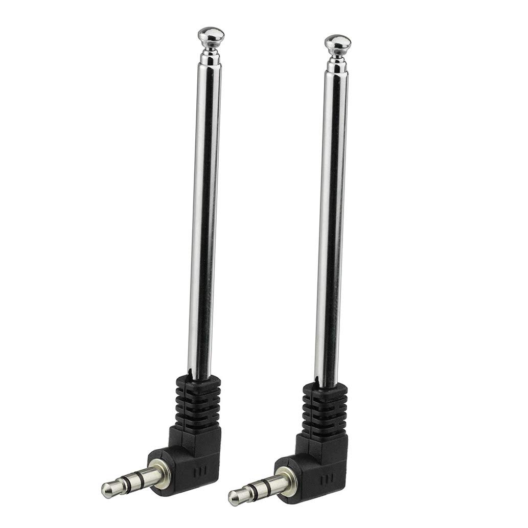 Bingfu 2-Pack Mini FM Radio Antenna 3.5mm Male Telescopic Antenna for Portable Radios, Home Stereo Receivers & Bose Systems - Enhance Indoor/Outdoor FM Signal for Clear Audio (Ideal for Home Theater, Car Audio & Emergency Radio Use)