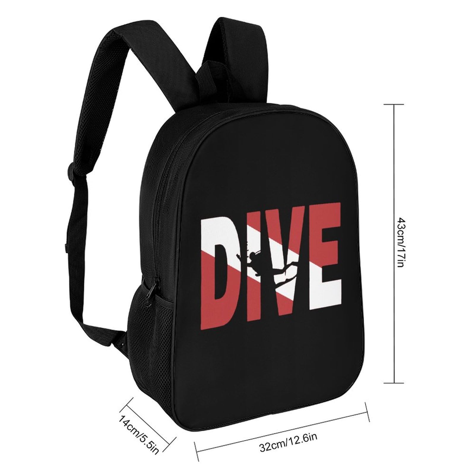 **IOEDTHBJ Distressed Dive Flag Backpack - 17 Inch Laptop Backpack for Men & Women, Waterproof School & Travel Computer Bag, 3D Printed Design - Perfect for College, Work & Outdoor Adventures**