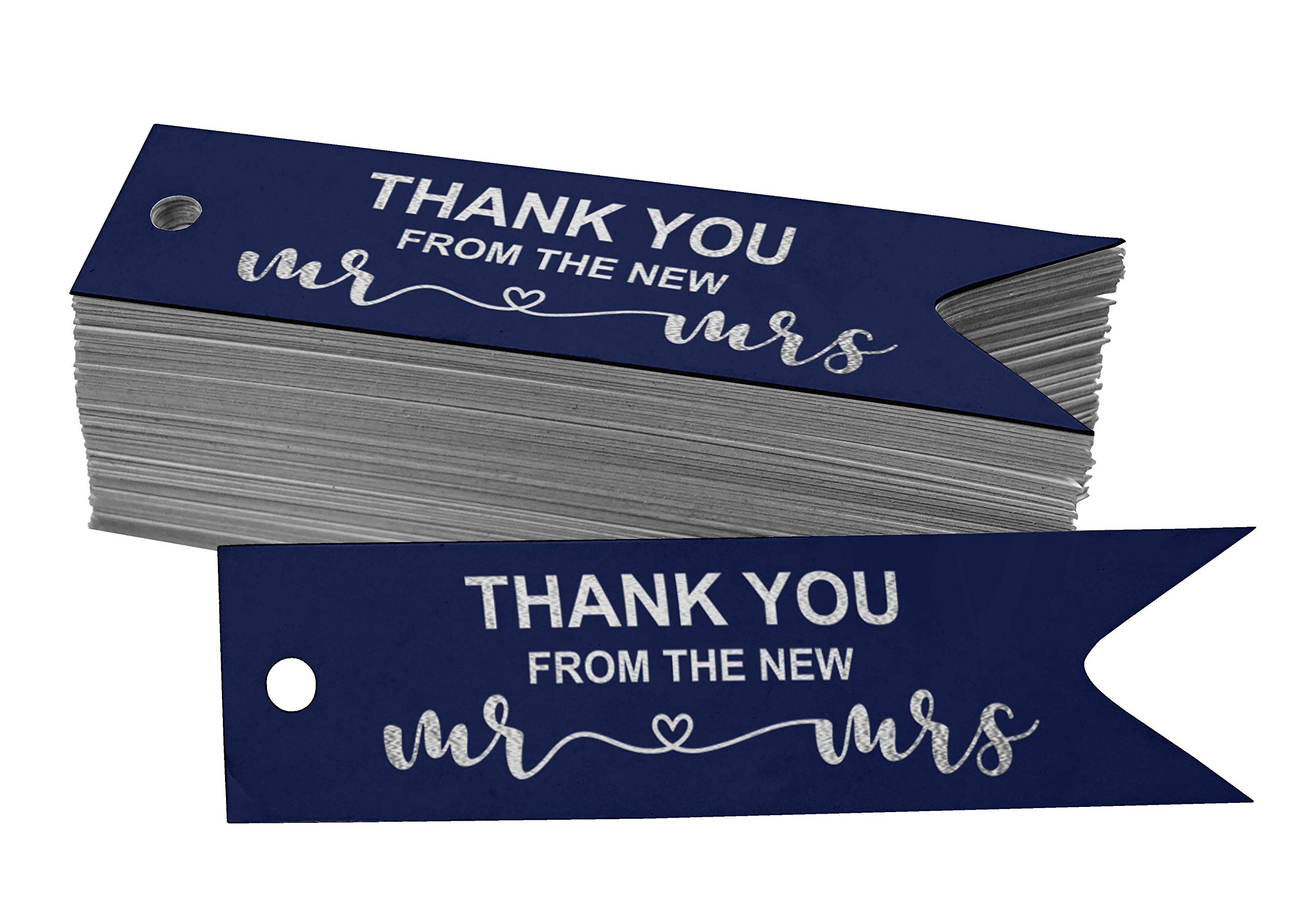 50 Pack Real Silver Foil Thank You Tags for Wedding Favors - Elegant Gift Tags for Bridal Shower, Baby Shower & Party Decorations