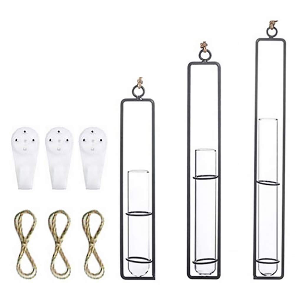 Hemoton 3-Pack Wall Mounted Glass Terrarium Vases - Clear Hanging Hydroponic Planters for Air Plants, Succulents & Flowers | Modern Home Decor for Living Room, Bedroom & Office | Includes Iron Wall-Mounted Brackets