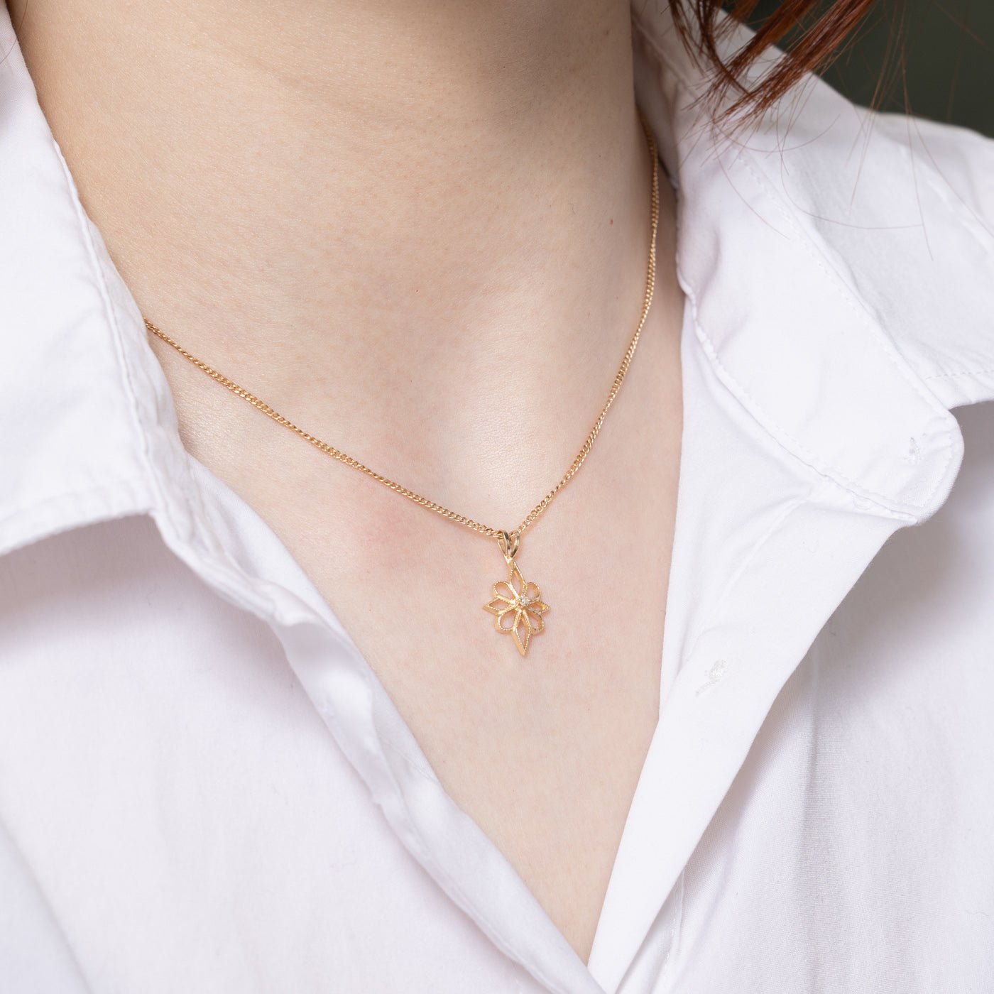 0.02ct Diamond Floral Star Pendant Necklace for Women - Elegant Jewelry Gift for Birthday, Anniversary & Valentine's Day