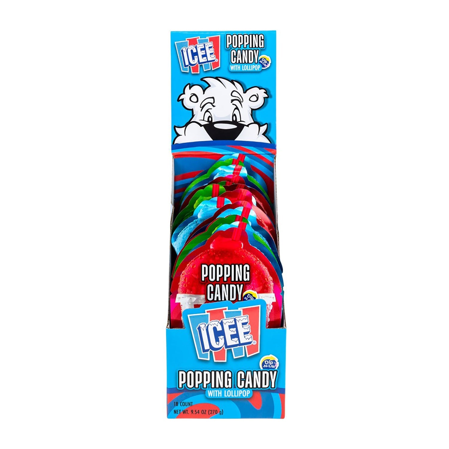 Icee Dip N Lik Popping Candy Pouches - 18 Count Box | Fun & Fizzy Candy for Kids, Parties & Movie Nights