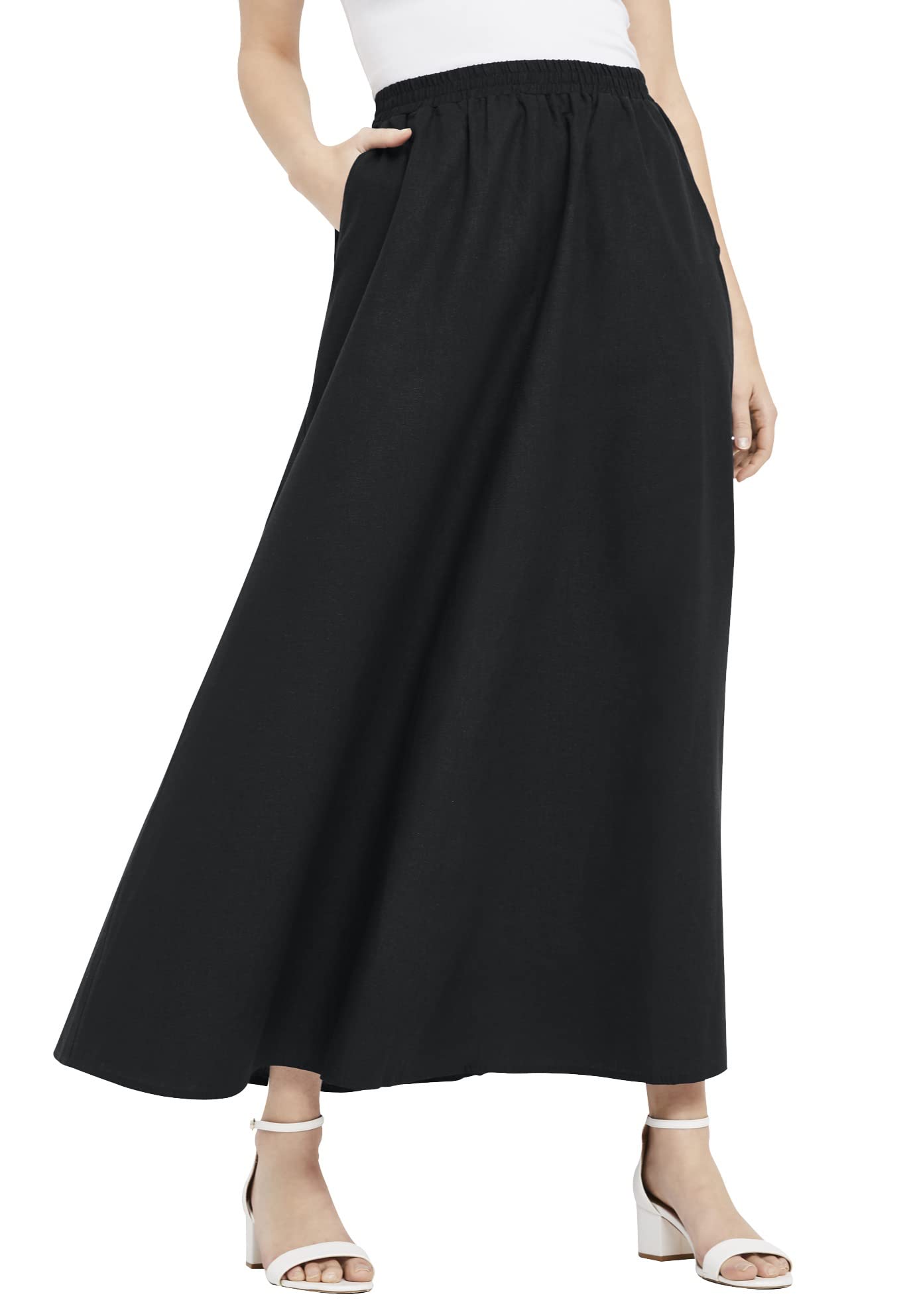 Jessica London Women's Plus Size Linen Maxi Skirt - Flowy Boho Summer Beach Skirt for Casual Wear & Vacation Outfits