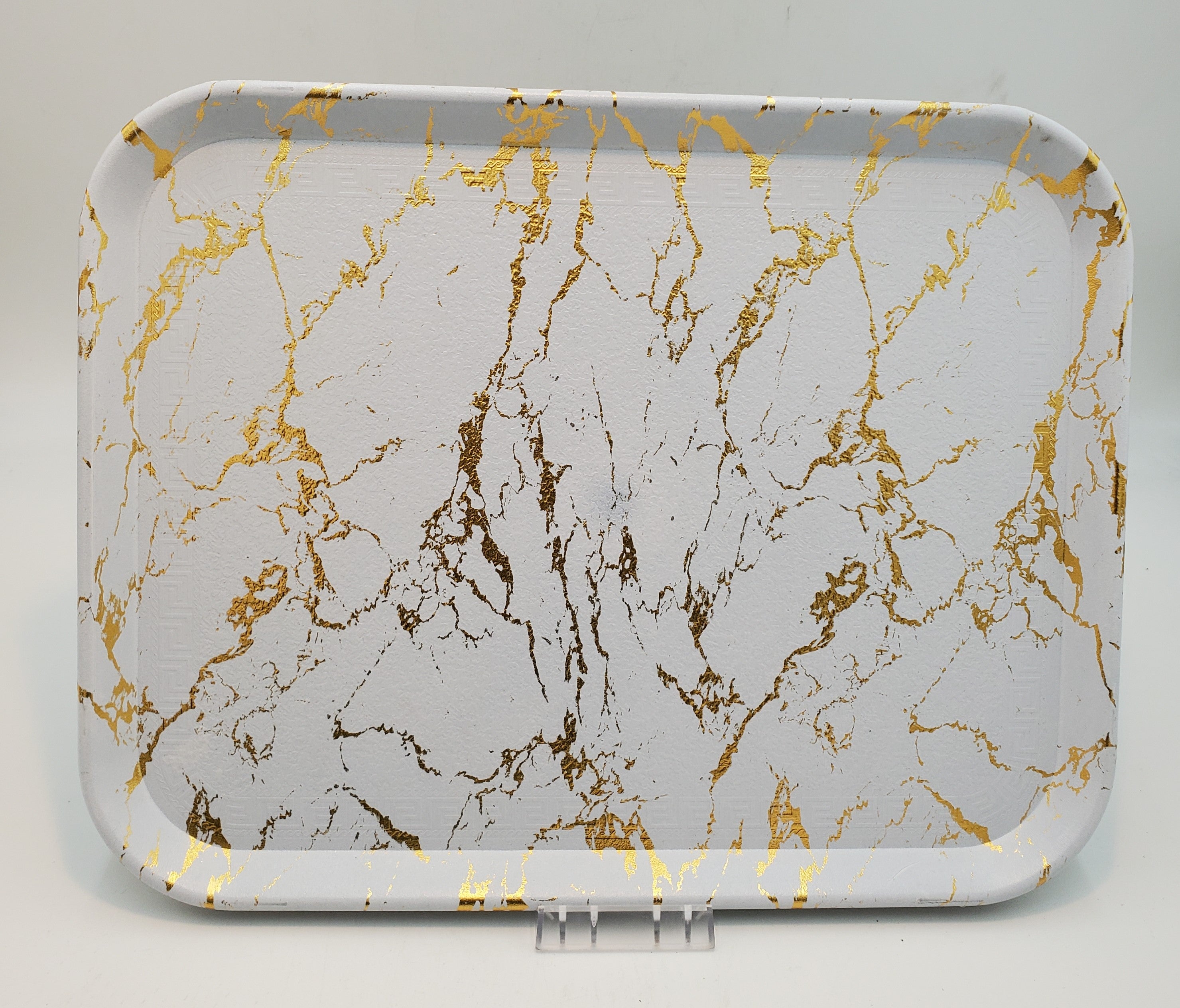 17.5x13.5 Inch Large White and Gold Serving Tray - Perfect for Entertaining, Dining, and Home Decor