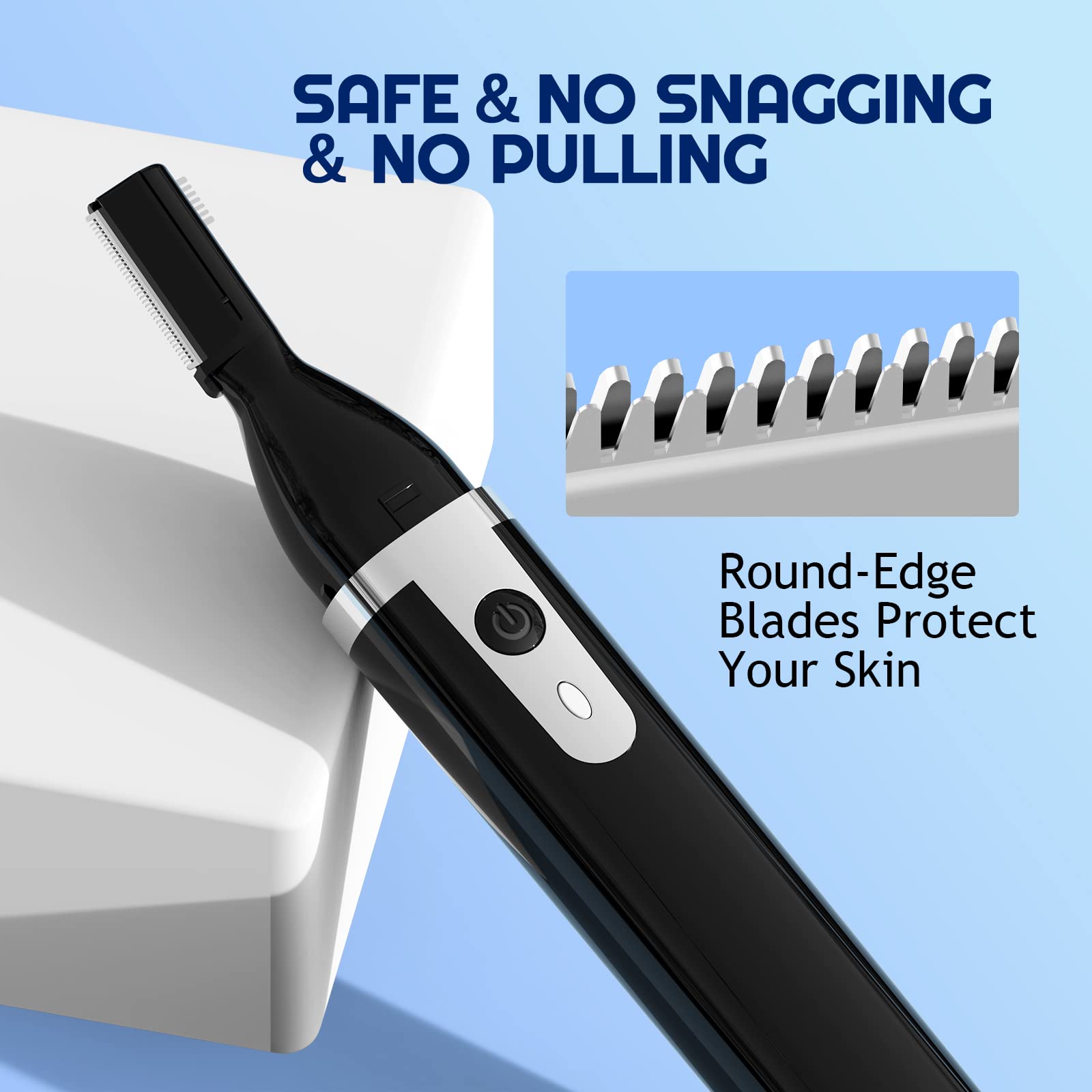 Electric Eyebrow Trimmer for Men & Women - Rechargeable Painless Facial Hair Shaver with Rinseable Blades for Eyebrows, Beard & Neck Grooming | Perfect for Travel, Home & Salon Use (Black)