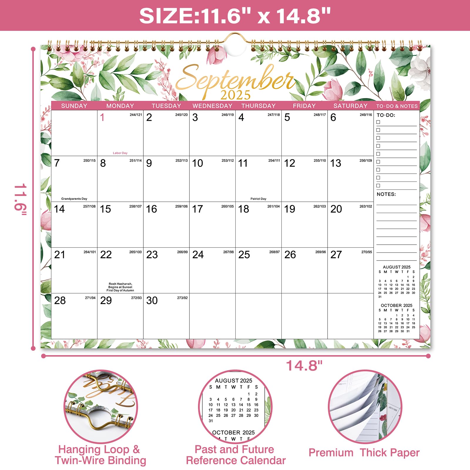2025-2026 Wall Calendar with Hanging Hook | 18-Month Large Format Planner (July 2025-December 2026) | 14.8