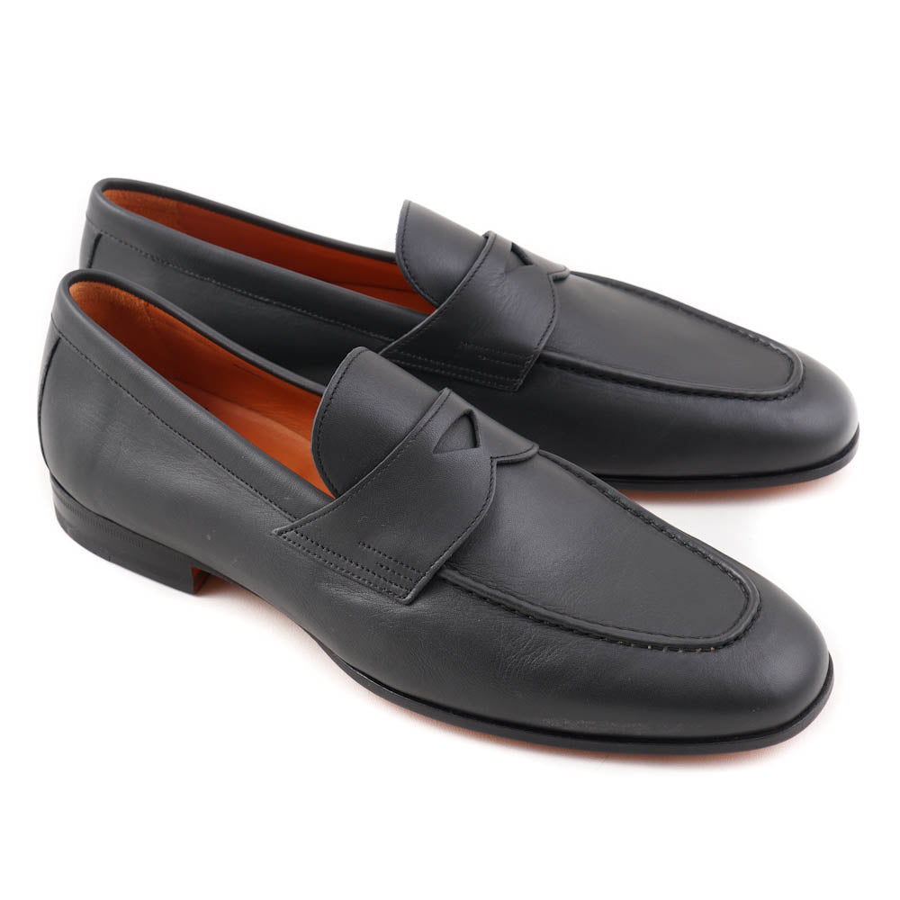 Santoni Soft Leather Loafers for Men - Matte Gray Slip-On Dress Shoes | Comfortable & Stylish for Office, Business & Casual Wear