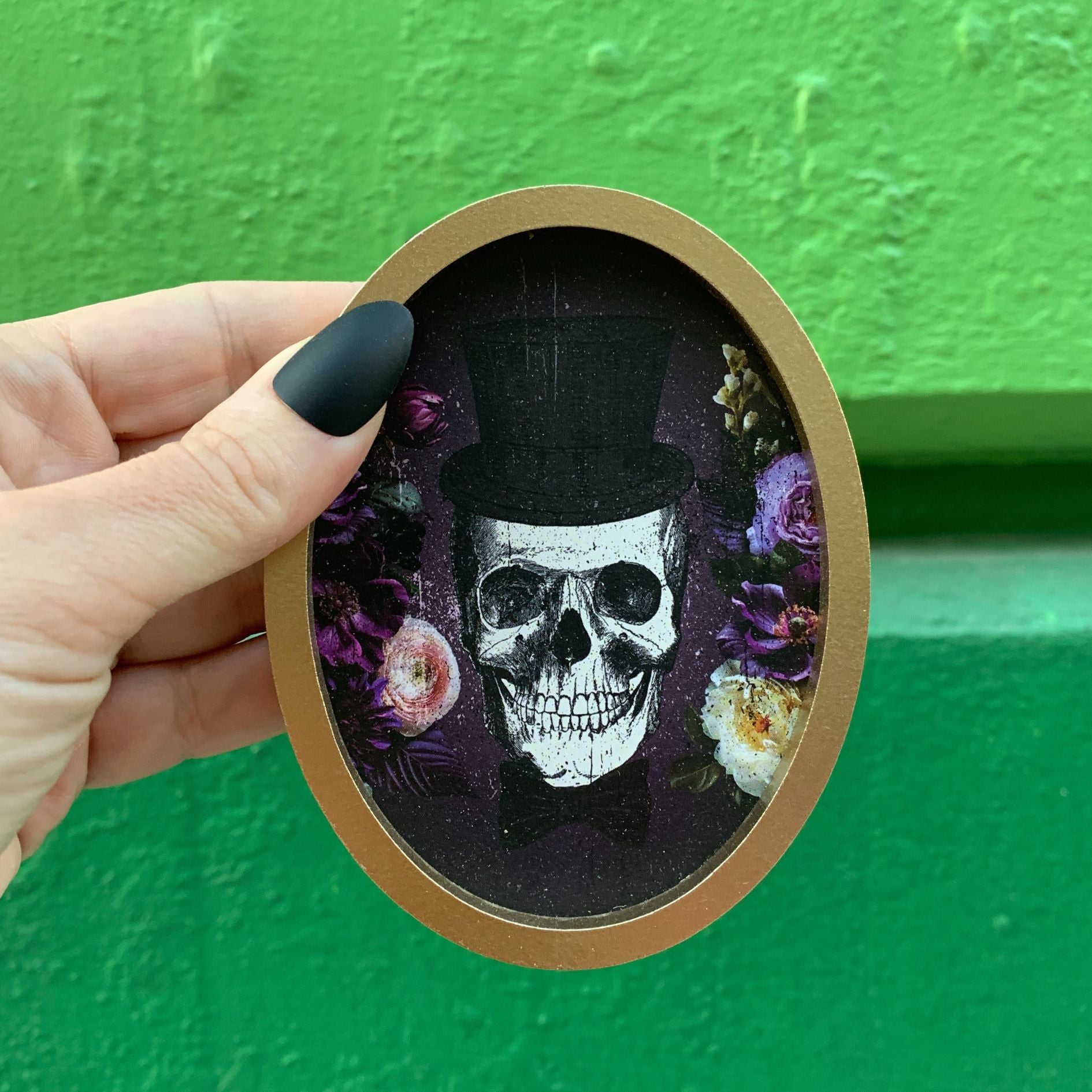 Til Death Do Us Part Skull Hanging Decor Set - 3 Piece Oval Framed Gothic Wall Art for Halloween, Home & Office Spooky Decorations