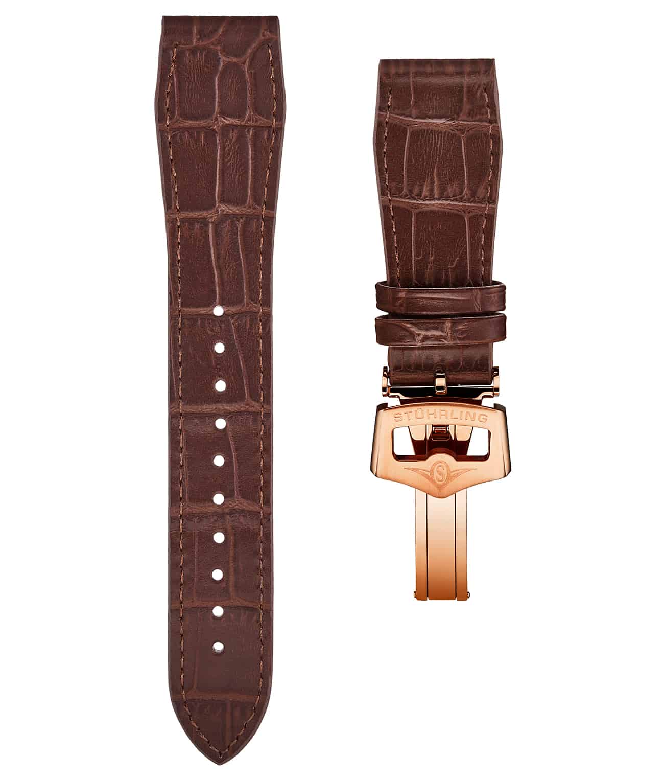 24mm Genuine Leather Watch Band with Stainless Steel Deployant Buckle - Replacement Strap for Men's & Women's Watches - Perfect for Dress, Business & Casual Wear
