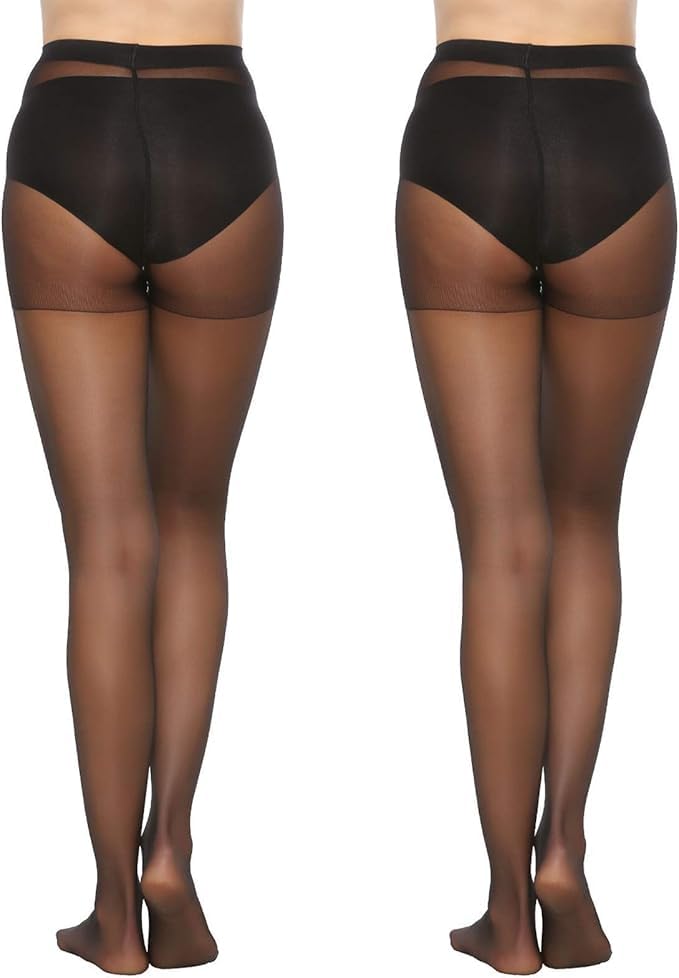 MANZI 6 Pairs 20D Women's Ultra Thin Sheer Tights - High Waist Pantyhose & Thigh Stockings for Everyday Wear, Office, Date Night & Special Occasions