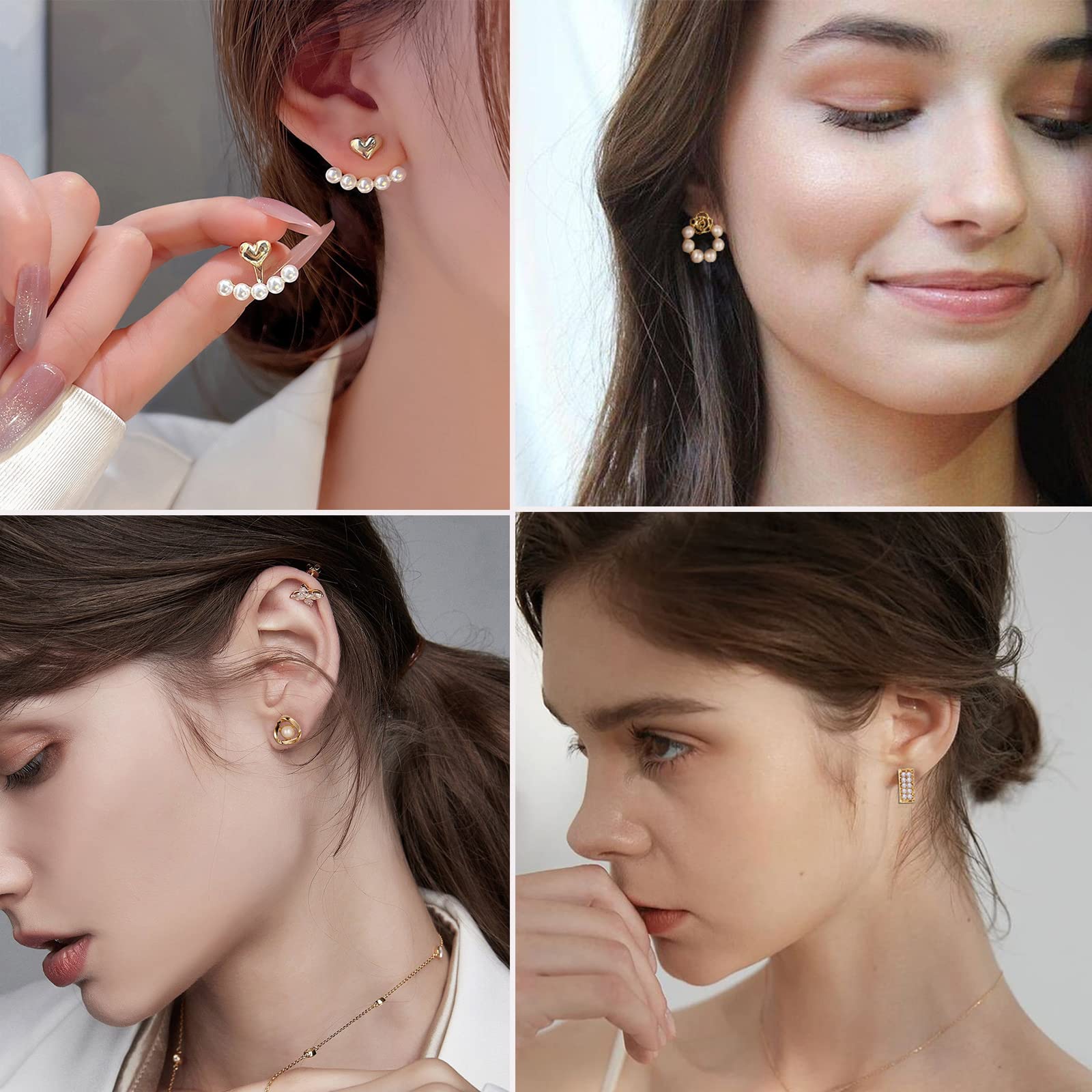 68 Pairs Gold Stud Earrings for Women - Hypoallergenic Cubic Zirconia & Pearl Earring Set with Butterfly & Hoop Designs - Perfect for Multiple Piercings, Daily Wear, Gifts & Special Occasions