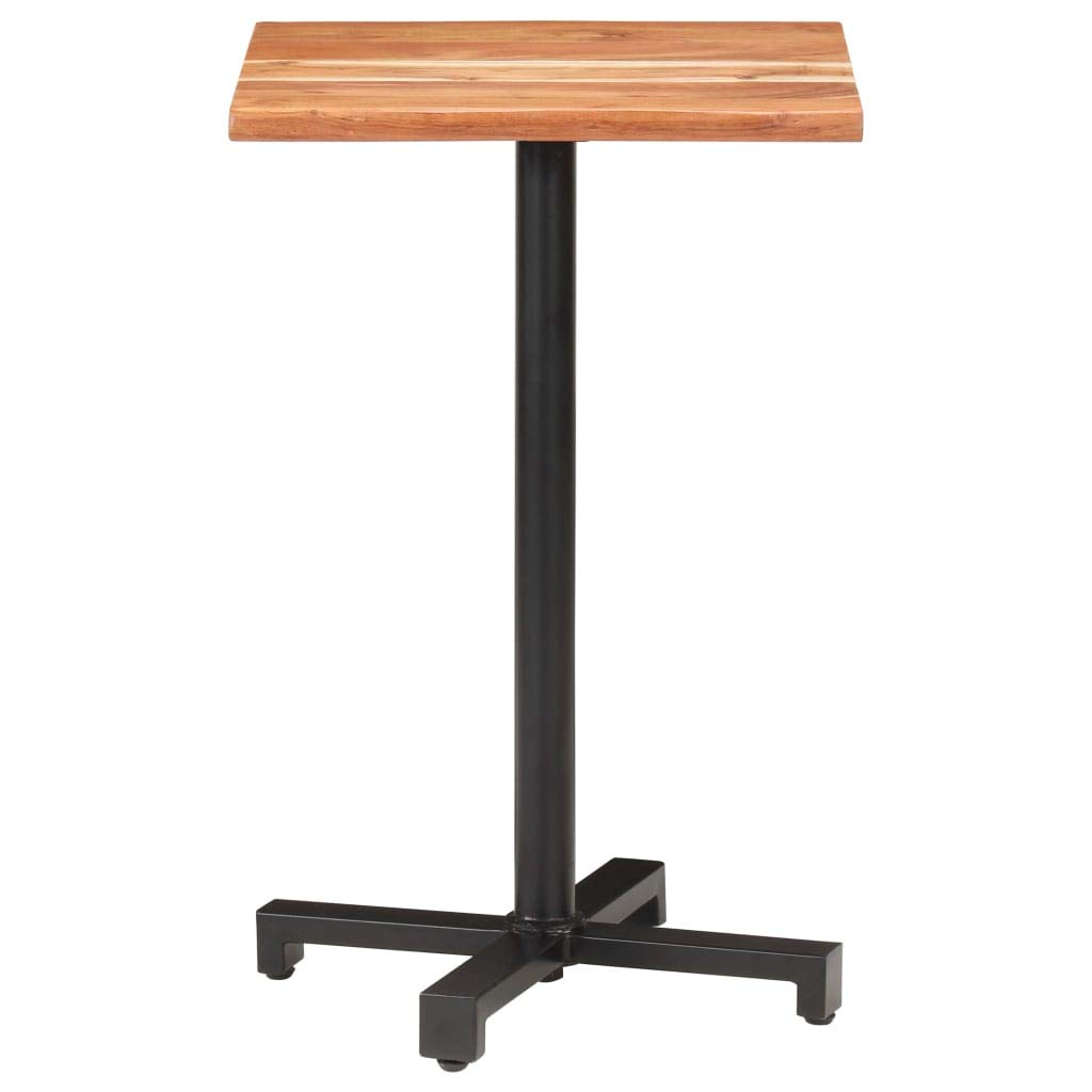 Bar Height Pub Table - 19.7x19.7x29.5 Inch Acacia Wood Bistro Table with Sturdy Metal Frame for Kitchen, Cafe & Dining Room - Easy Assembly Indoor Counter Table with Live Edges - Perfect for Small Spaces, Breakfast Nooks & Home Bars