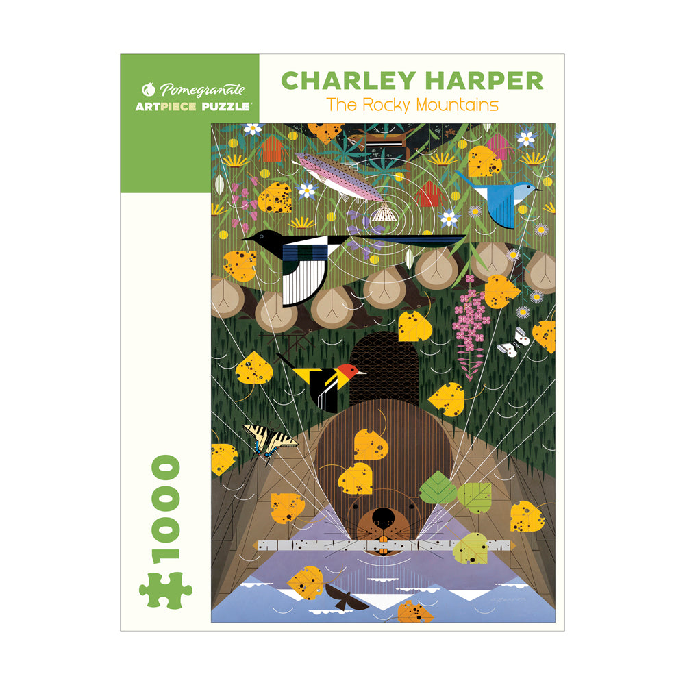 Charley Harper Rocky Mountains 1000 Piece Jigsaw Puzzle - Wildlife Art Puzzle for Adults - Perfect for Family Game Night & Home Decor
