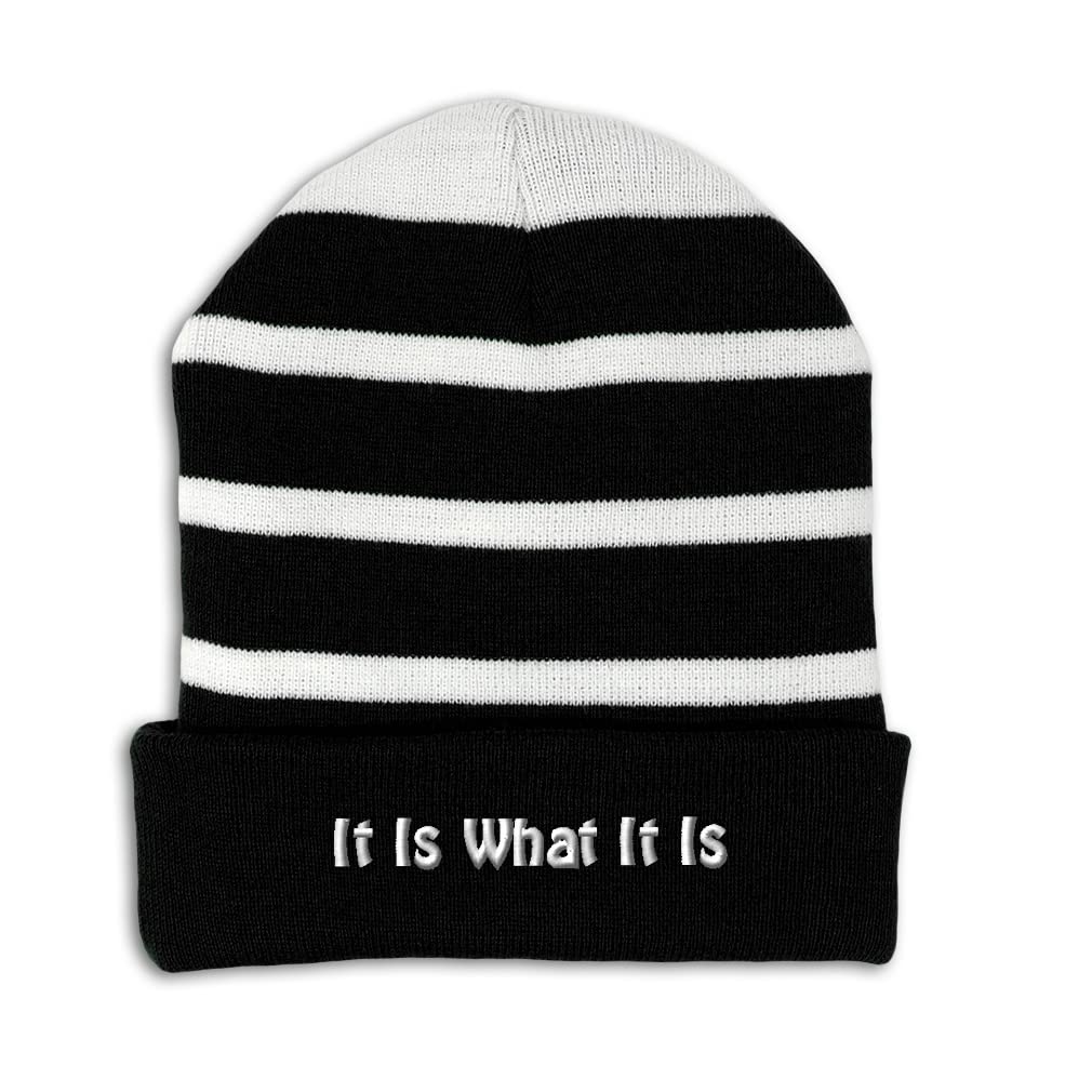 Acrylic Striped Skull Cap Beanie for Men & Women - Warm Lined Winter Hat for Outdoor Activities, Skiing, and Casual Wear