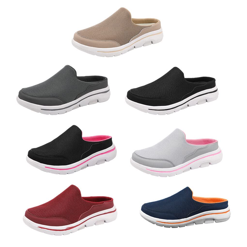 SUDNJIALQ Women's Breathable Mesh Slides - Casual Summer Slippers for Indoor/Outdoor Wear, Travel & Parties (Red, Size 40) - Perfect for Beach, Poolside & Home Comfort