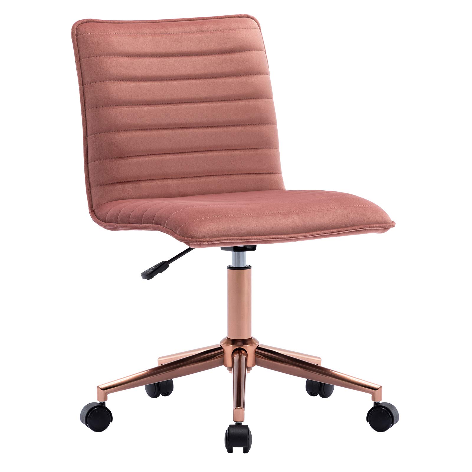 Duhome Velvet Fabric Office Chair - Armless Swivel Computer Desk Chair for Home & Office, Ergonomic Task Chair in Pink - Perfect for Workstations, Gaming Setups & Home Offices
