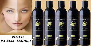 Tan Physics Sunless Tanner 8oz (Pack of 5) with Application Gloves – Natural Self Tanning Lotion for Face & Body – Streak-Free, Long-Lasting Glow – Instant Fake Tan for Summer, Beach, Vacation & Special Occasions