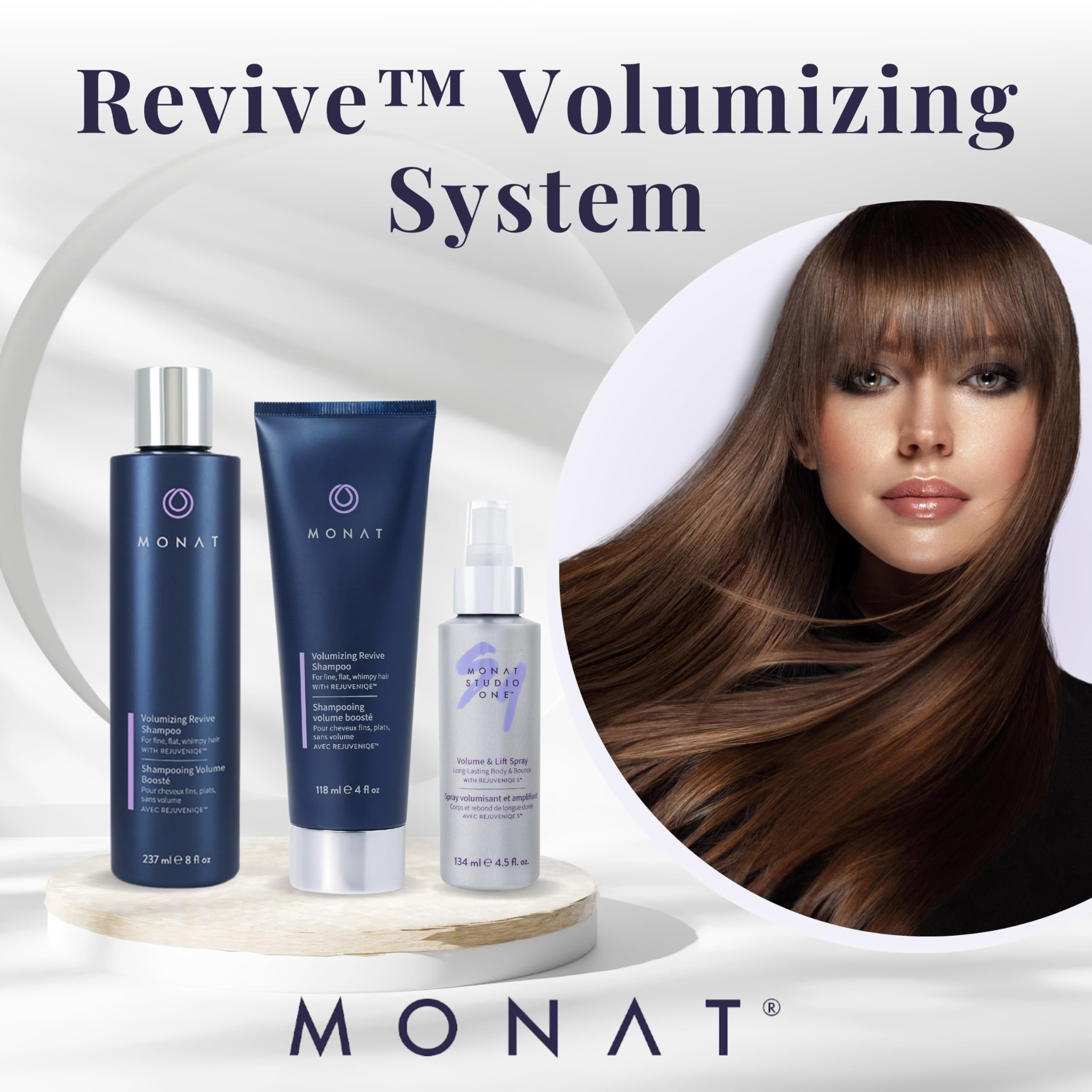 MONAT Revive Volumizing Hair Care System - Volumizing Shampoo, Conditioner & Lift Spray Set for Fine, Flat Hair | Adds Body & Volume for Everyday Styling