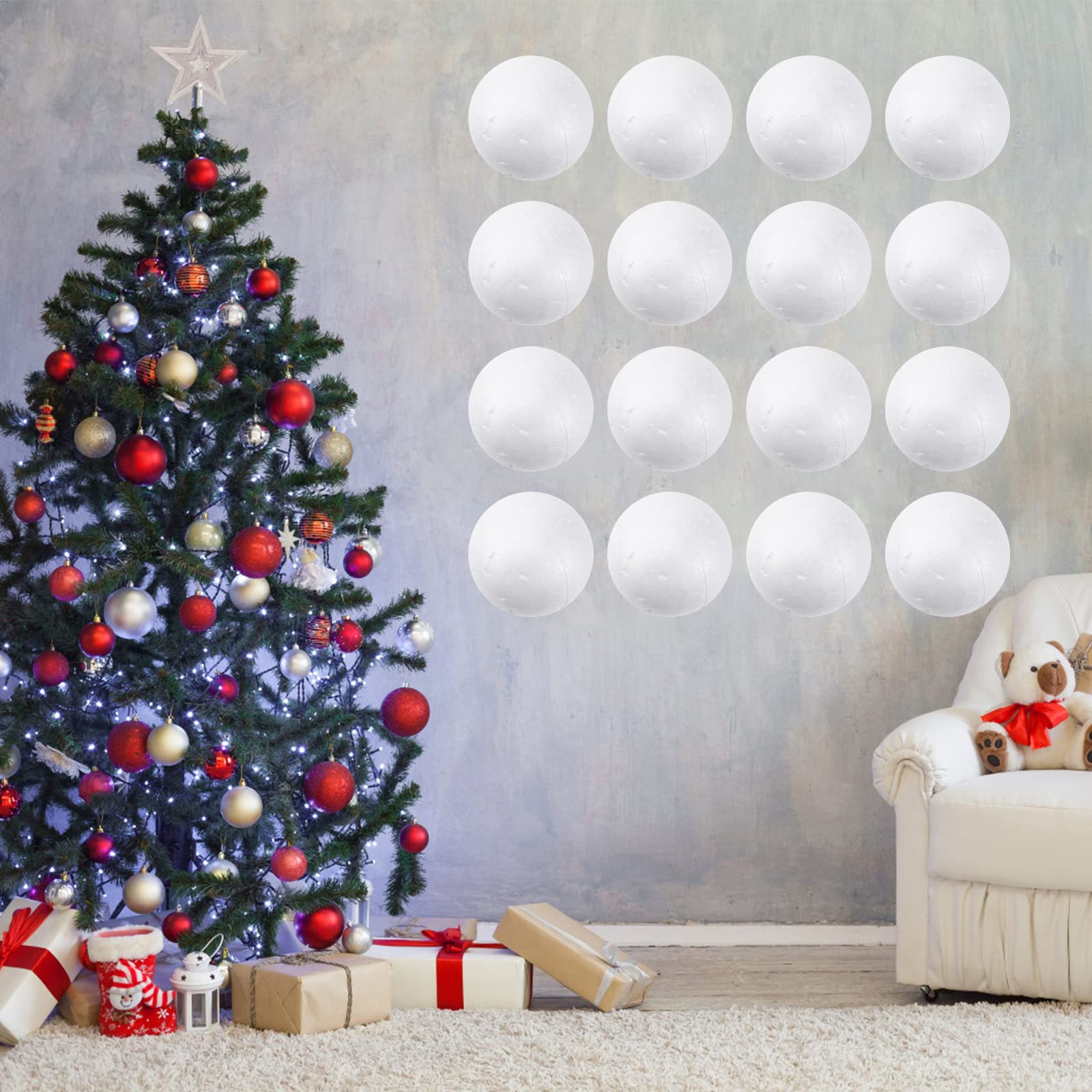 100pcs 1.57 Inch White Foam Balls - Polystyrene Craft Balls for DIY Christmas Snowballs, Wedding Decorations, Party Supplies - Perfect for Holiday Crafts, Ornaments, and Centerpieces