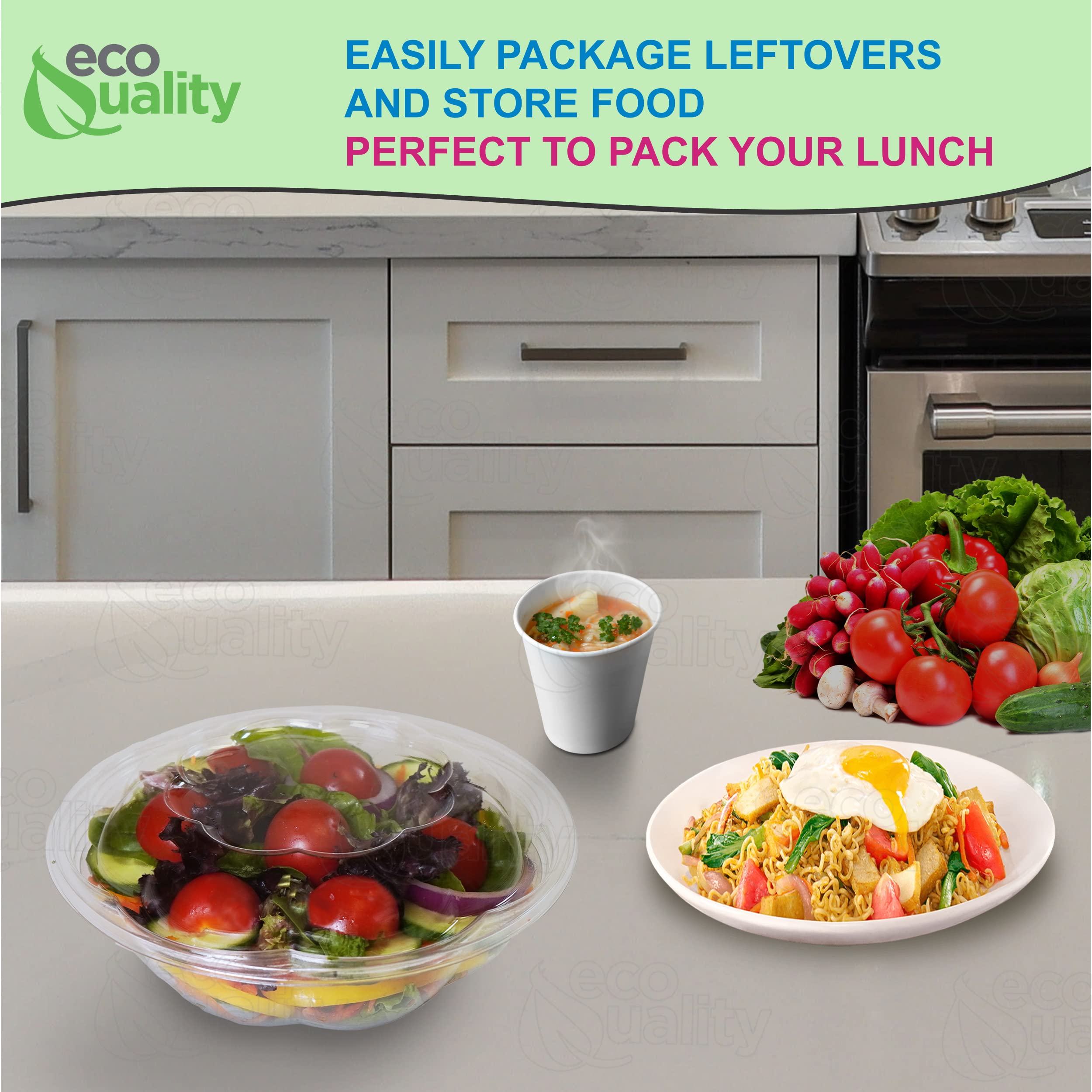 [600 Pack] 24oz Clear Plastic Salad Bowls with Lids - Disposable Airtight Food Storage Containers for Lunch, Meal Prep, Salads, Fruits, Parfait | Leak Proof & Fresh Keeping | Perfect for Office, Picnics, Catering & Takeout