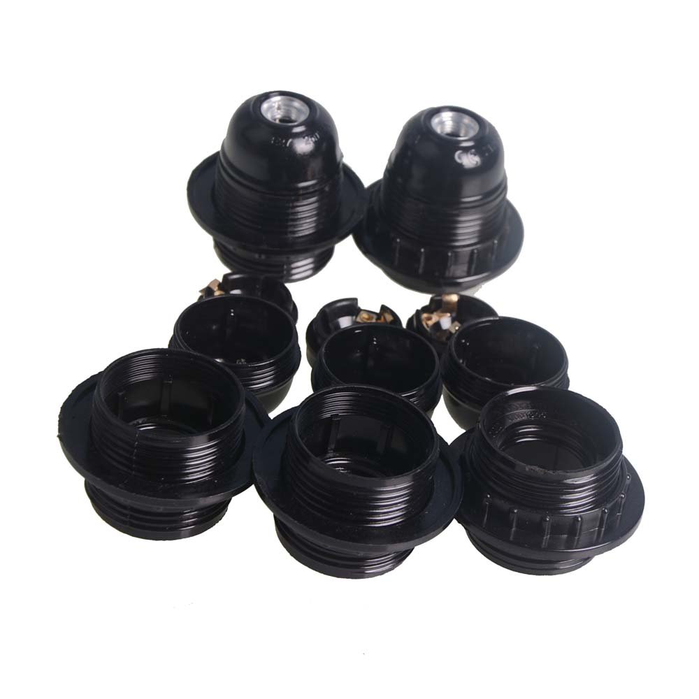 5-Pack E27 Screw Black Light Bulb Socket Holder - 110V & 220V Compatible - Pendant Lamp Base for Vintage & Industrial Lighting - Perfect for Home, Cafe, and Restaurant Decor