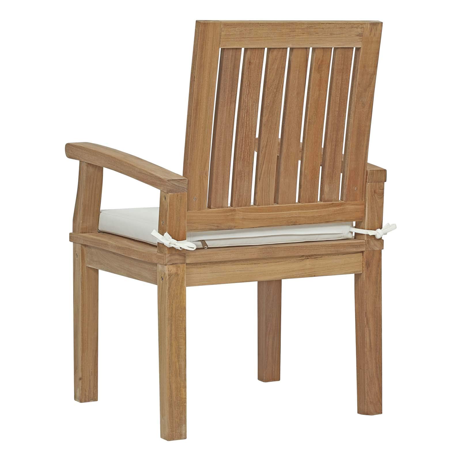 Modern Contemporary Outdoor Patio Dining Set - Wooden Side Chair & Table in White Natural Finish - Perfect for Balcony, Garden, and Backyard Relaxation