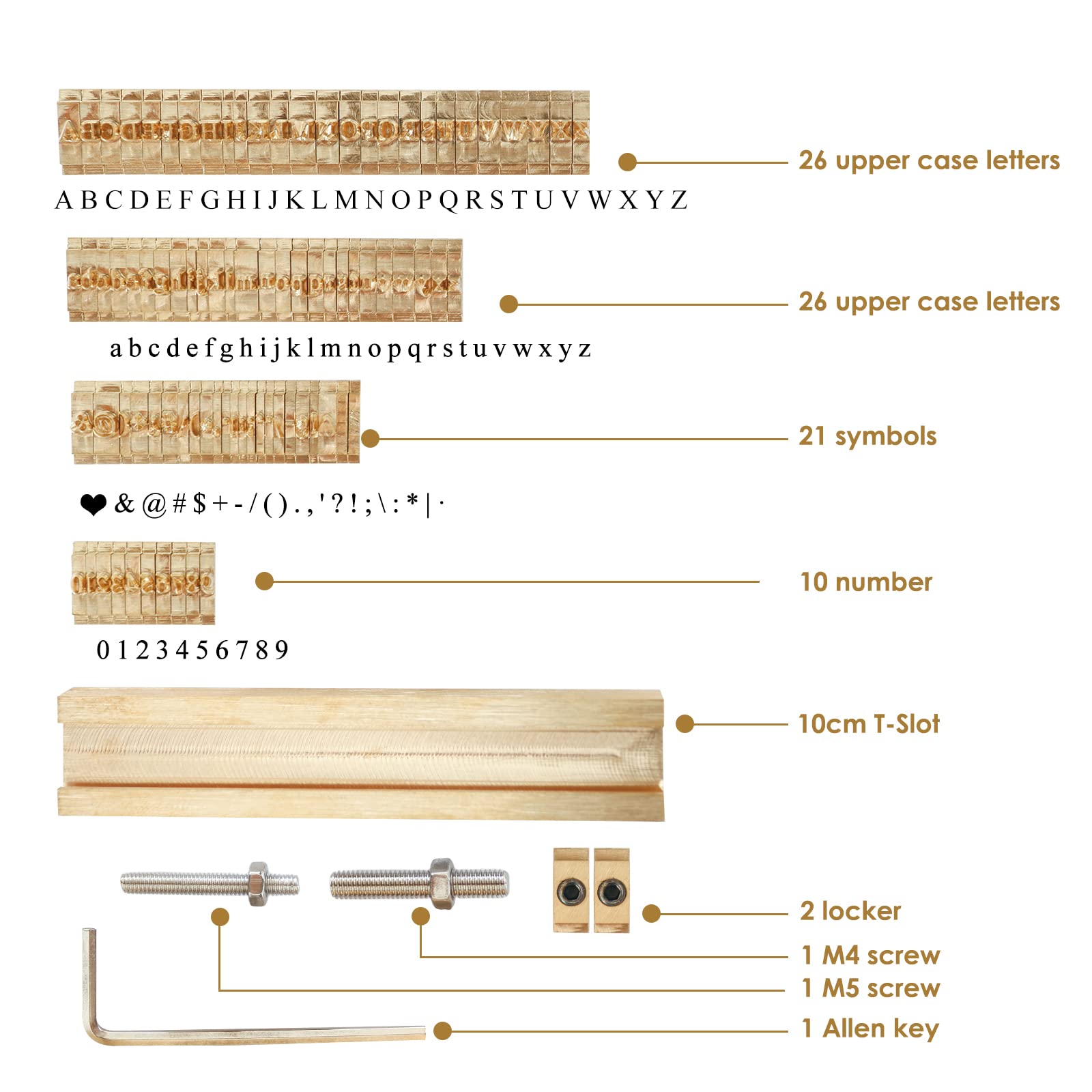 ZONEPACK 3mm Copper Brass Stamping Flexible Letters, Numbers, Alphabets, Symbols & Characters Molds - CNC Engraving Molds for Hot Foil Stamping Machine - DIY Gifts & Craft Projects (Times New Roman 85pcs) - Perfect for Leather, Wood, Paper & Fabric Customization