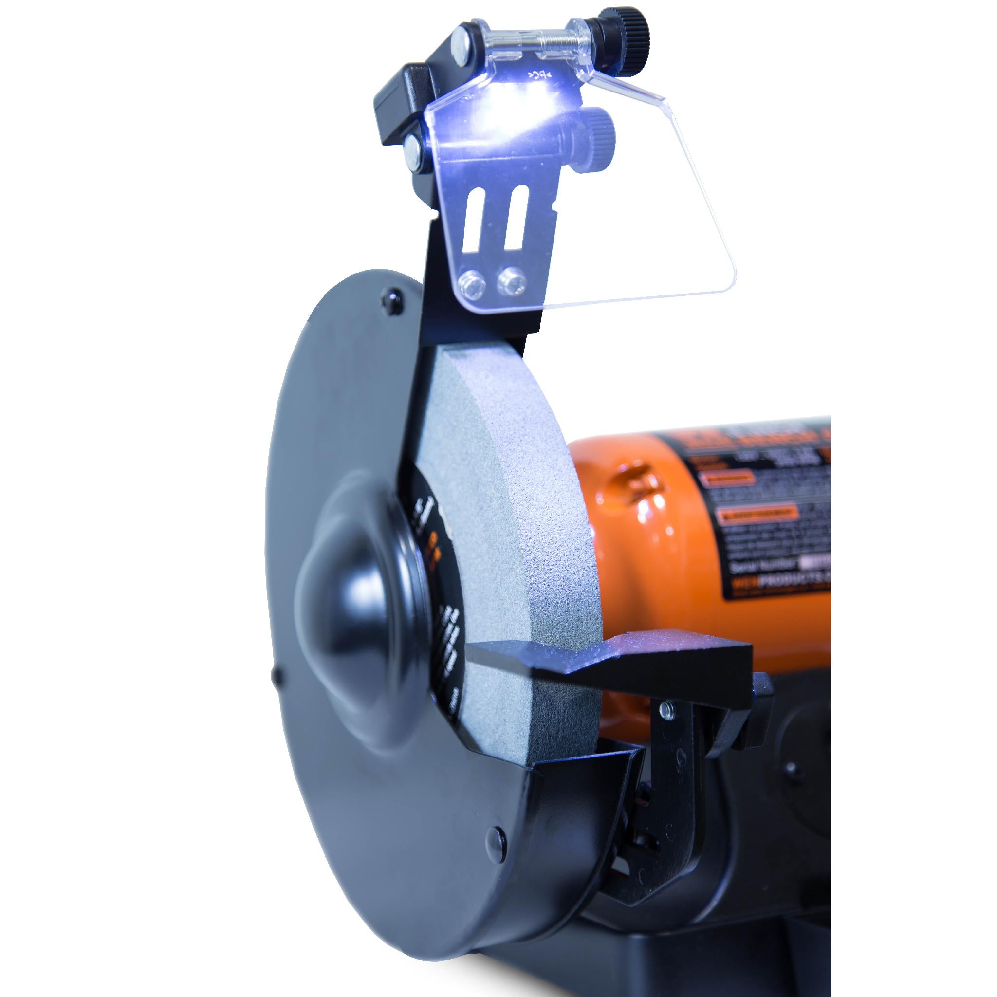 WEN BG4282 4.8 Amp 8 Inch Single Speed Bench Grinder with LED Work Lights - Heavy Duty Metal Grinding & Sharpening Tool for Workshop, DIY Projects & Home Improvement