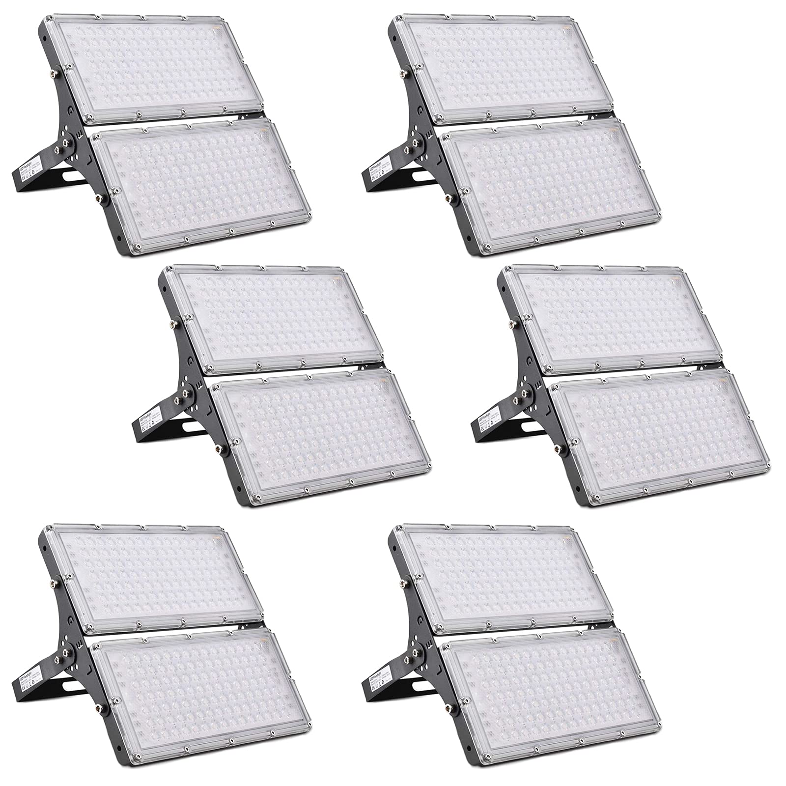 200W LED Flood Light Outdoor - 6 Pack IP65 Waterproof Security Lights, 18000LM 6500K Cold White Stadium Lighting - Perfect for Yard, Street, Parking Lot, Garage & Landscape Wall Illumination | Ideal for Outdoor Security, Sports Fields & Commercial Lighting