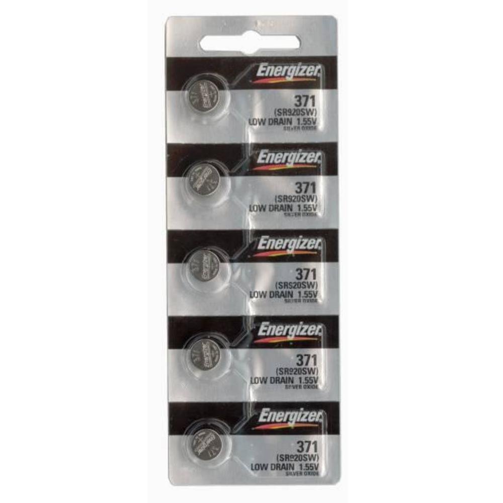 Energizer 371/370 (SR920W SR920SW) Silver Oxide Watch Batteries - 5 Pack with Tear Strip - Perfect for Watches, Calculators, Medical Devices & Electronic Toys