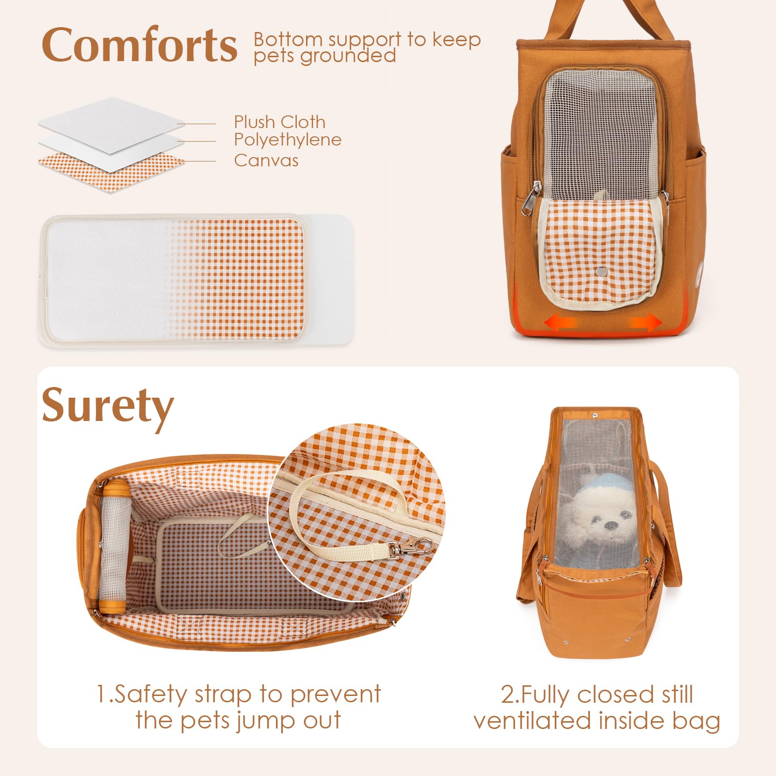 Portable Dog Carrier for Small Dogs & Cats - Breathable Soft Pet Carrier with 5 Large Pockets | Ideal for Travel, Outdoor Walking, Shopping & Vet Visits