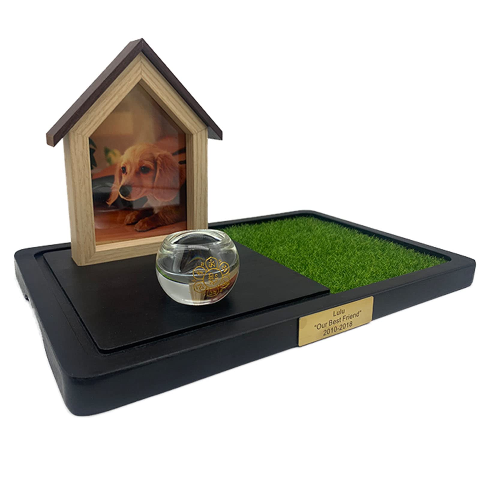 QJM Pet Memorial Urn for Ashes - Engraved Keepsake Box for Dogs & Cats with Photo Frame | Pet Cremation Urn for Beloved Pets | Perfect for Home Memorials & Pet Loss Remembrance