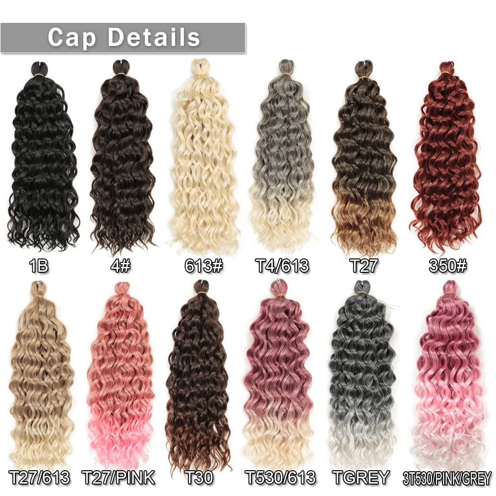 18 Inch Ocean Wave Crochet Hair - Hawaii Curl Goddess Locs Boho Braid Hair Extensions for Black Women (1B, 18 Inch) | Perfect for Protective Styles, Summer Vacations & Boho Chic Looks