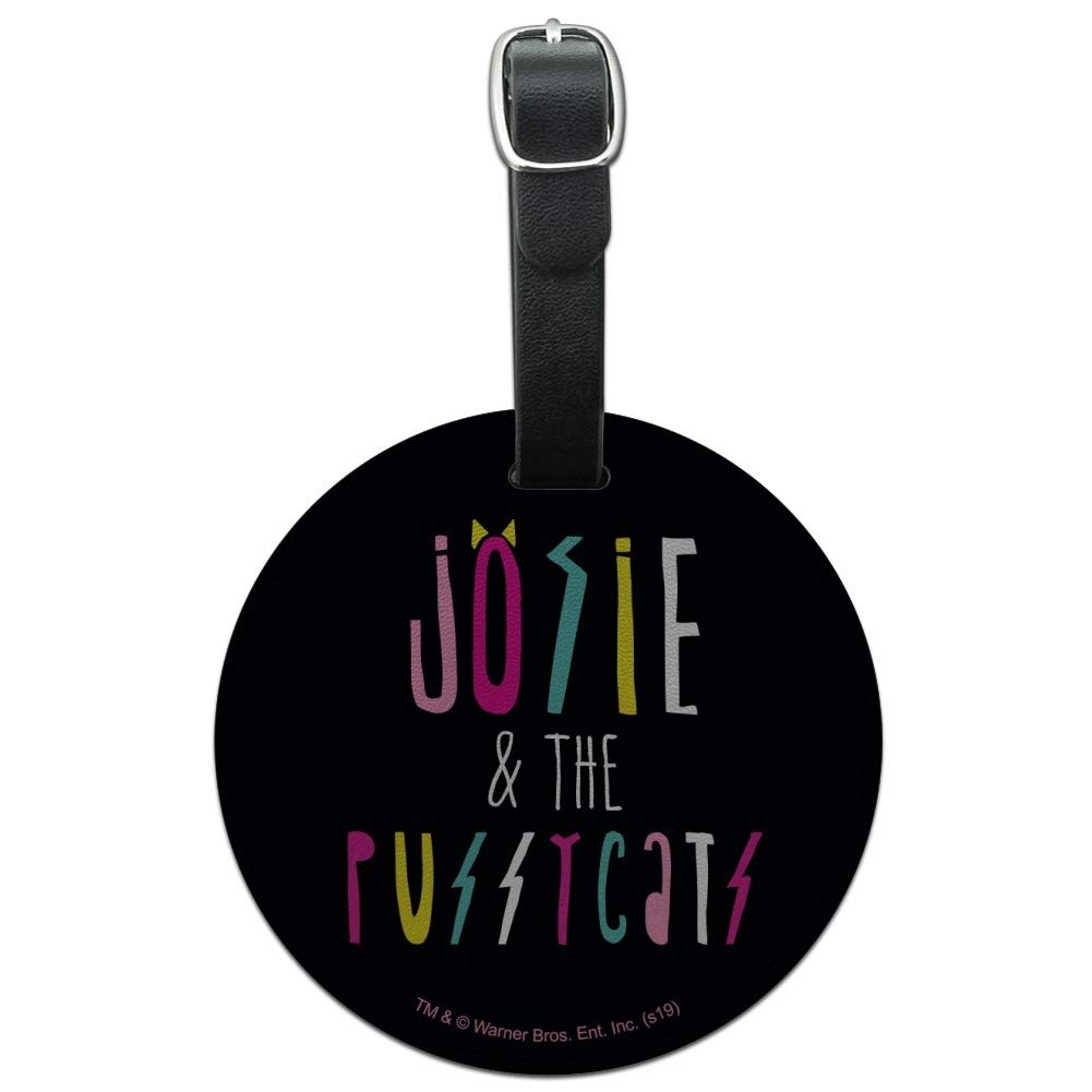Josie & The Pussycats Round Leather Luggage Tag - Vintage Cartoon Inspired Carry-On ID Tag for Suitcases & Travel Bags - Perfect for Riverdale Fans, Cosplay & Comic Conventions