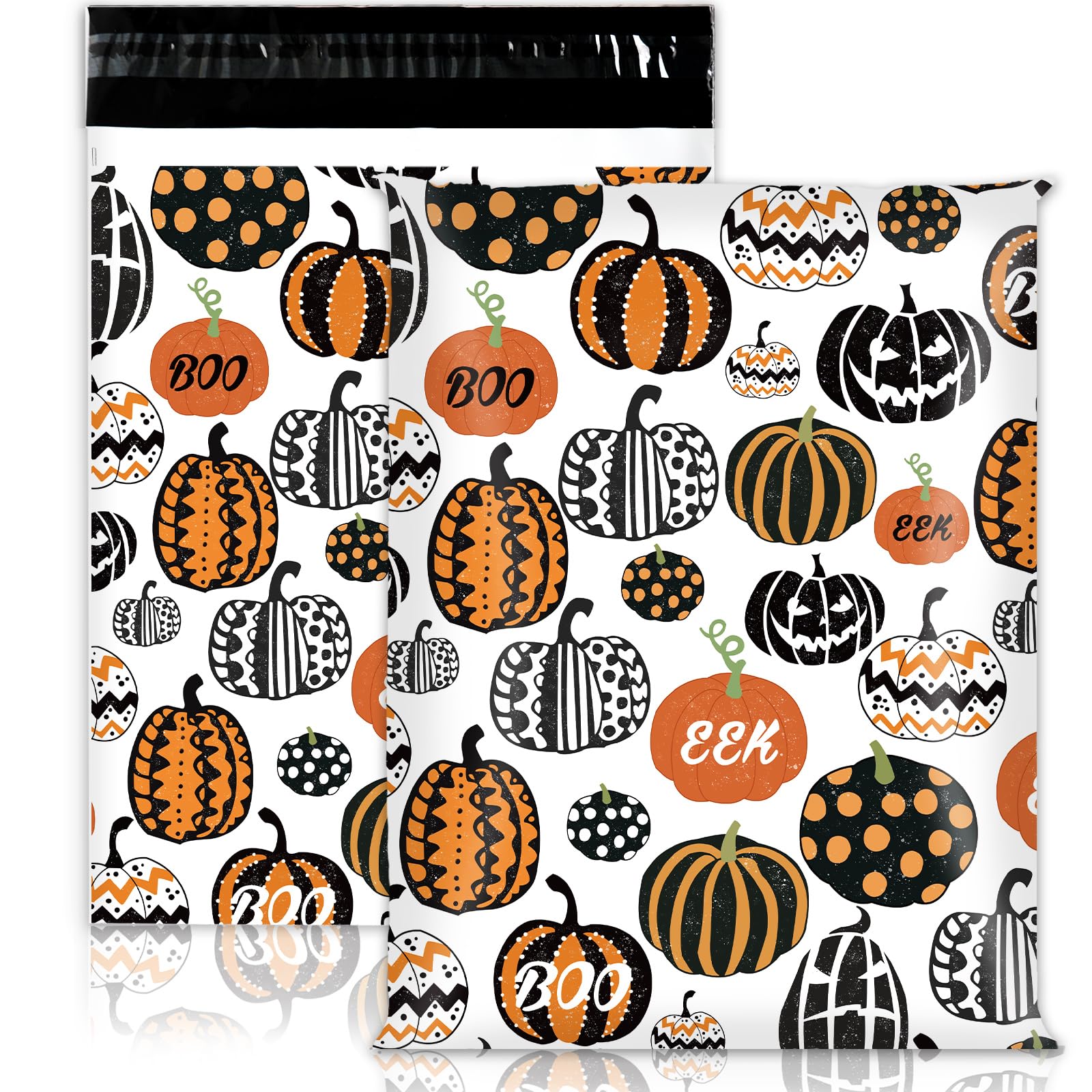 100Pcs Halloween Poly Mailer Bags 10x13 Inch - Orange & Black Pumpkin Design Self-Seal Mailing Envelopes for Small Business, Clothing & Apparel | Perfect for Ecommerce Shipping, Party Favors & Spooky Gift Packaging