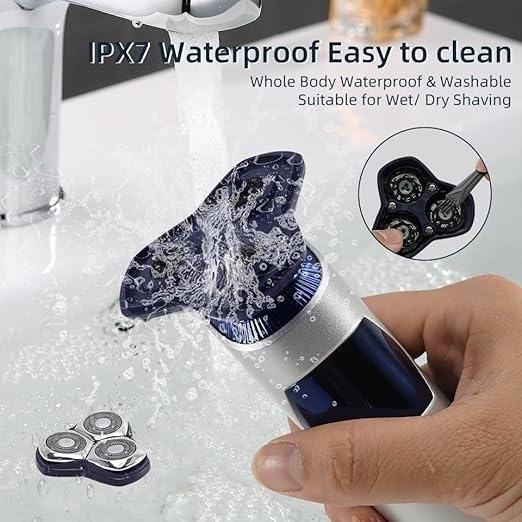 Best Electric Razor for Men - Rechargeable Wet & Dry Shaver with 3D Floating Heads, IPX7 Waterproof - Perfect for Travel, Gym & Daily Beard Grooming