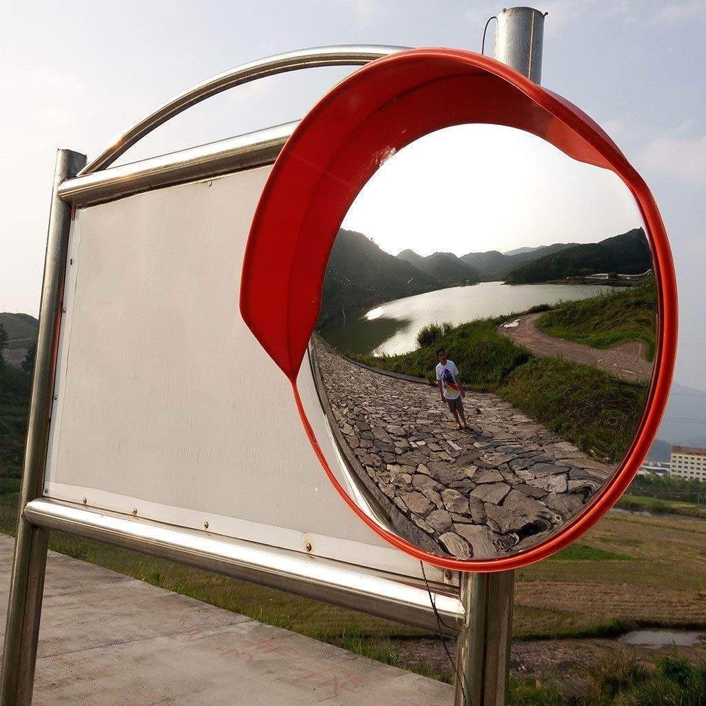 55CM Convex Traffic Safety Mirror - Wide Angle Security Mirror with Rainproof & Sun Shade Protection, 30-120CM Adjustable Rotation for Driveways, Parking Lots & Blind Spots