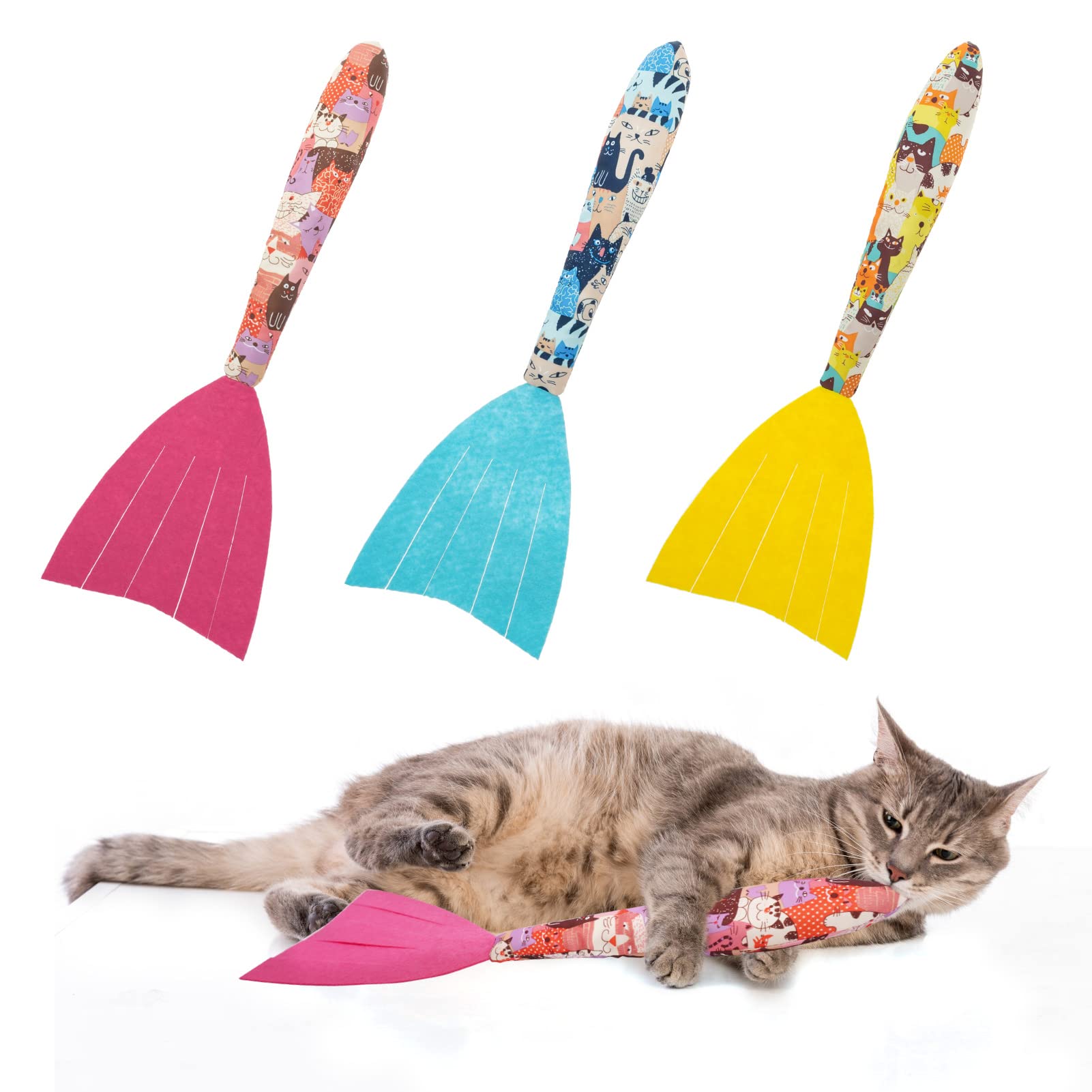 BINGPET Catnip Toys for Cats - Durable Fish-Shaped Kicker & Chew Toy, Interactive Cat Toys (Pack of 3) - Perfect for Playtime, Training & Stress Relief