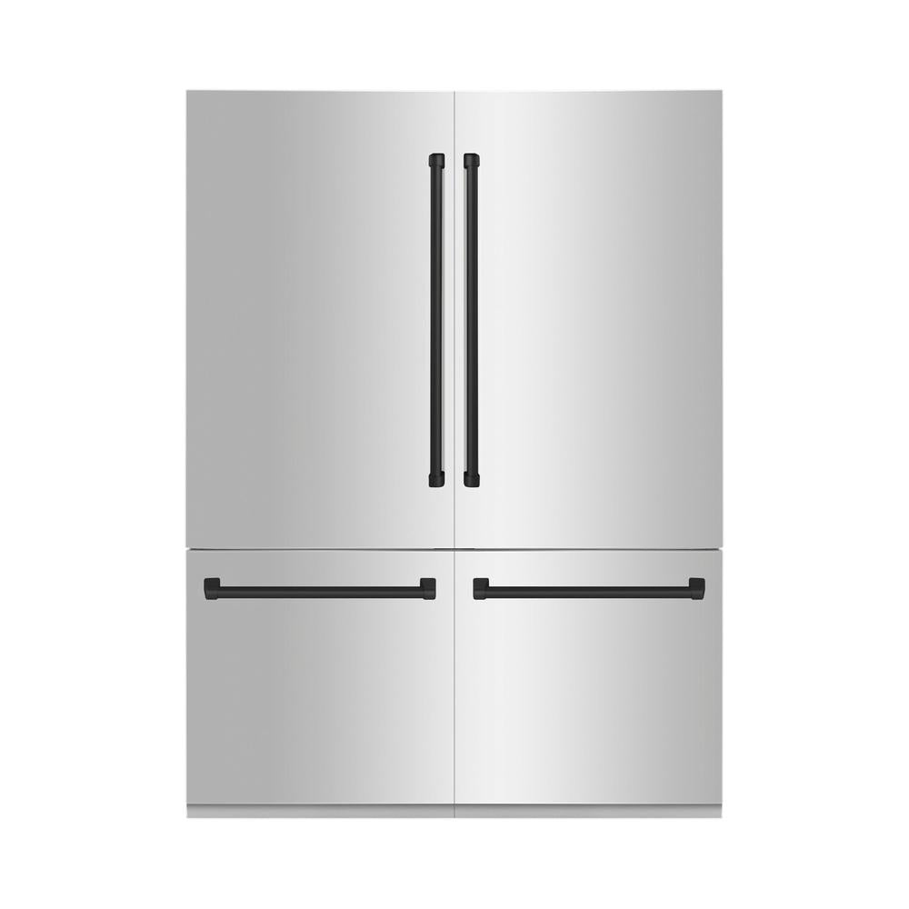 ZLINE Autograph Edition 60-Inch French Door Built-In Refrigerator - 32.2 cu ft Bottom Freezer, Stainless Steel with Matte Black Accents, Water Dispenser & Ice Maker | Perfect for Modern Kitchens, Open-Concept Homes & Luxury Appliances Collection (Model RBIVZ 304 60 MB)