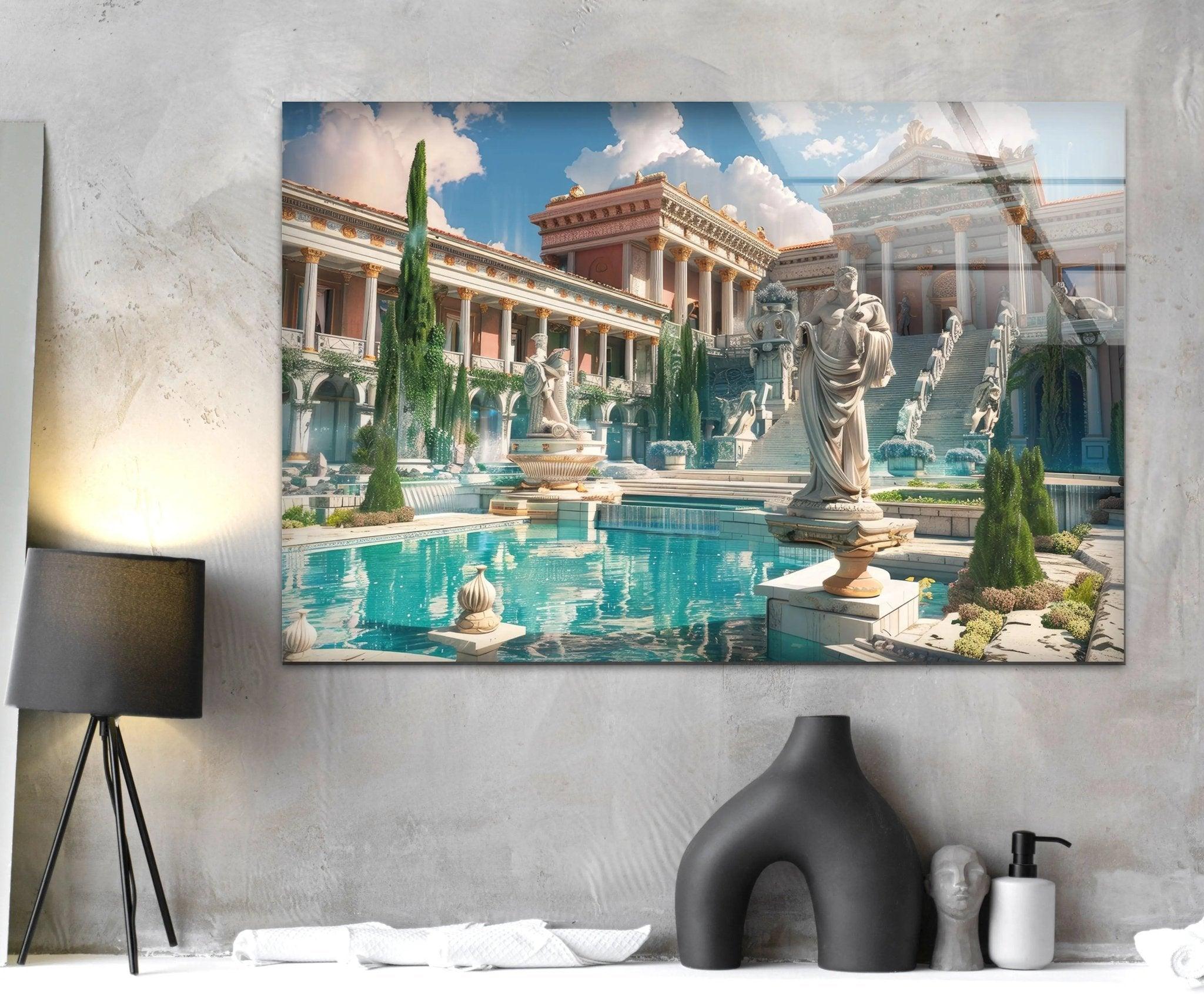 Ancient Greek God Glass Wall Art - Handmade Stained Glass Decor for Home & Office - Perfect for Living Room, Bedroom, or Gifts