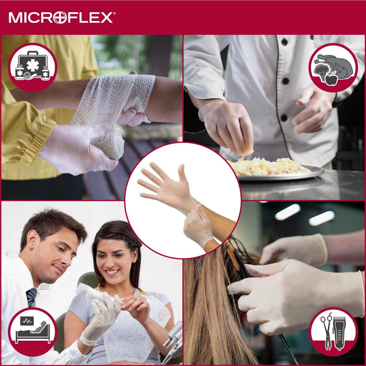 MICROFLEX V28 Powder-Free Disposable Vinyl Gloves - Food Safe, Latex-Free for Food Handling, Light Cleaning & Kitchen Use (300 Count) - Smooth Surface for Comfort & Dexterity